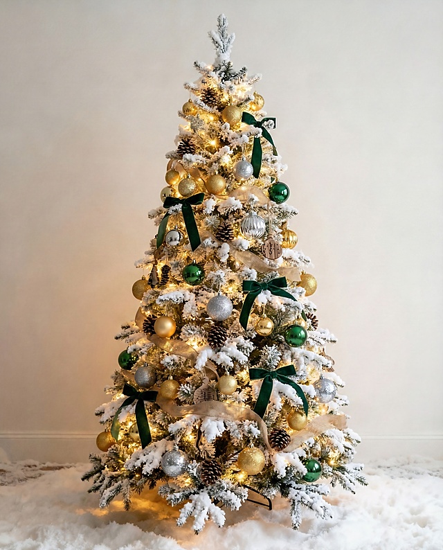 圣诞树、金色、银色、2米高、雪花