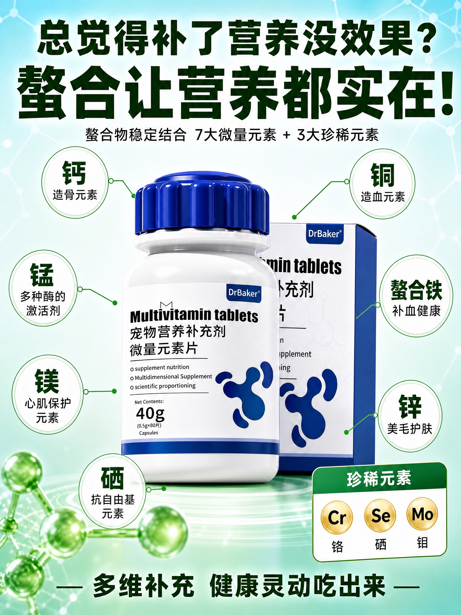 [商品] 使用【图2】DrBaker宠物微量元素片产品图；保留… - 图片创意预览