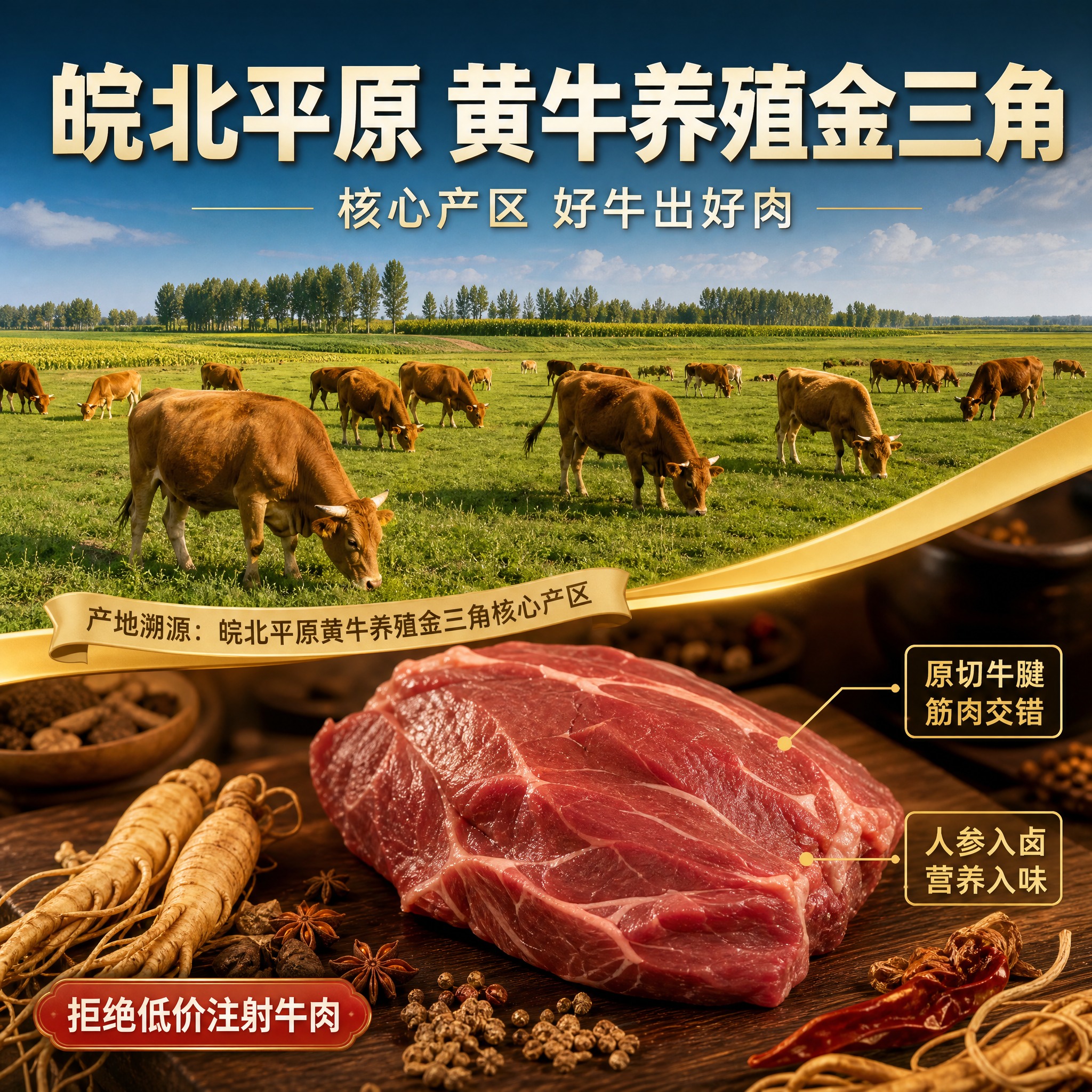 [主图-2] 产地溯源：皖北平原黄牛养殖金三角核心产区。 [统… - 图片创意预览