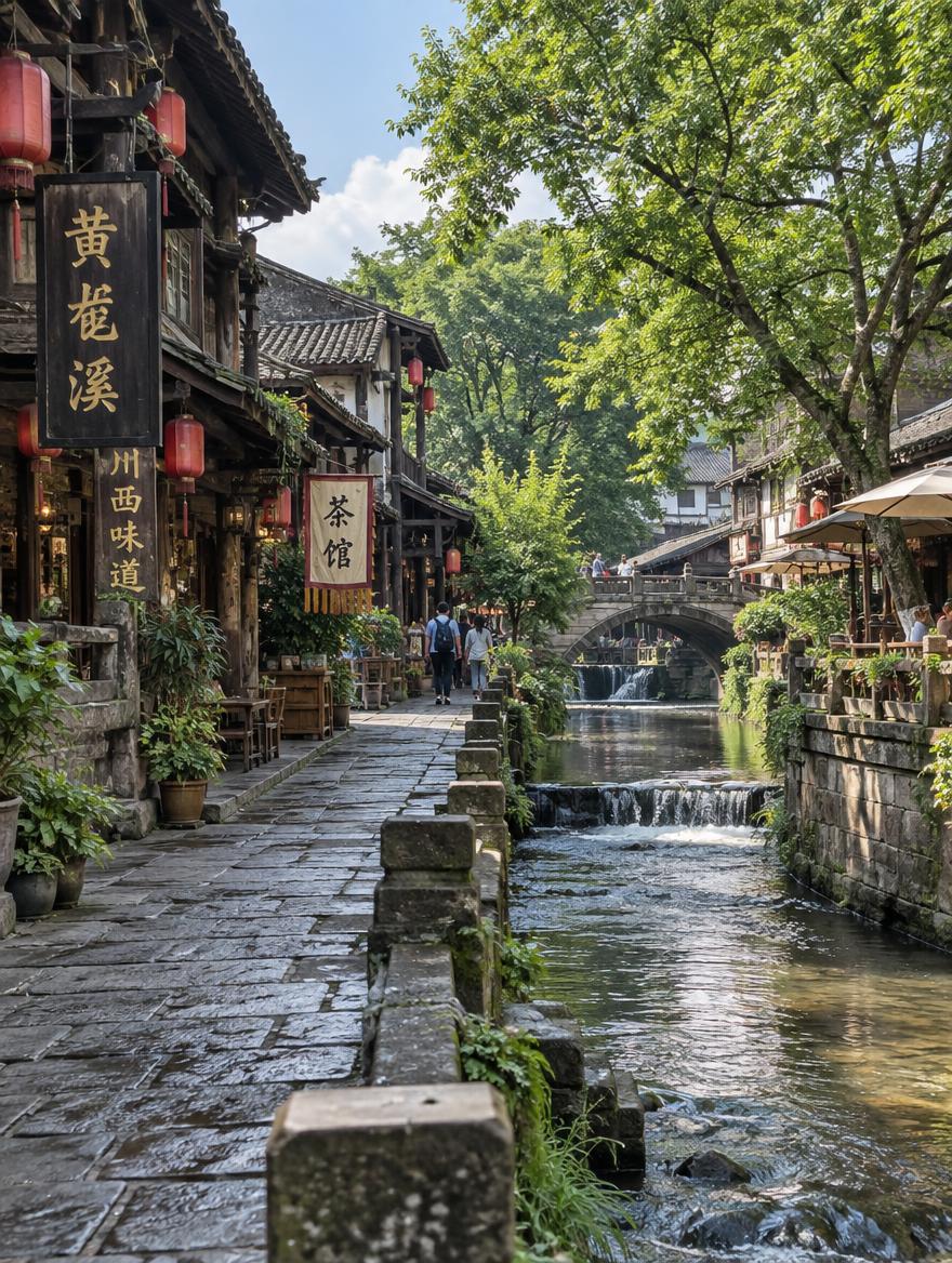 黄龙溪古镇高清实拍风景图，成都慢生活，川西古镇，溪水古街，青石… - 图片创意预览