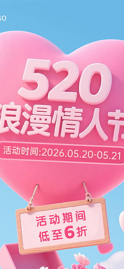520情人节活动节日促销长图