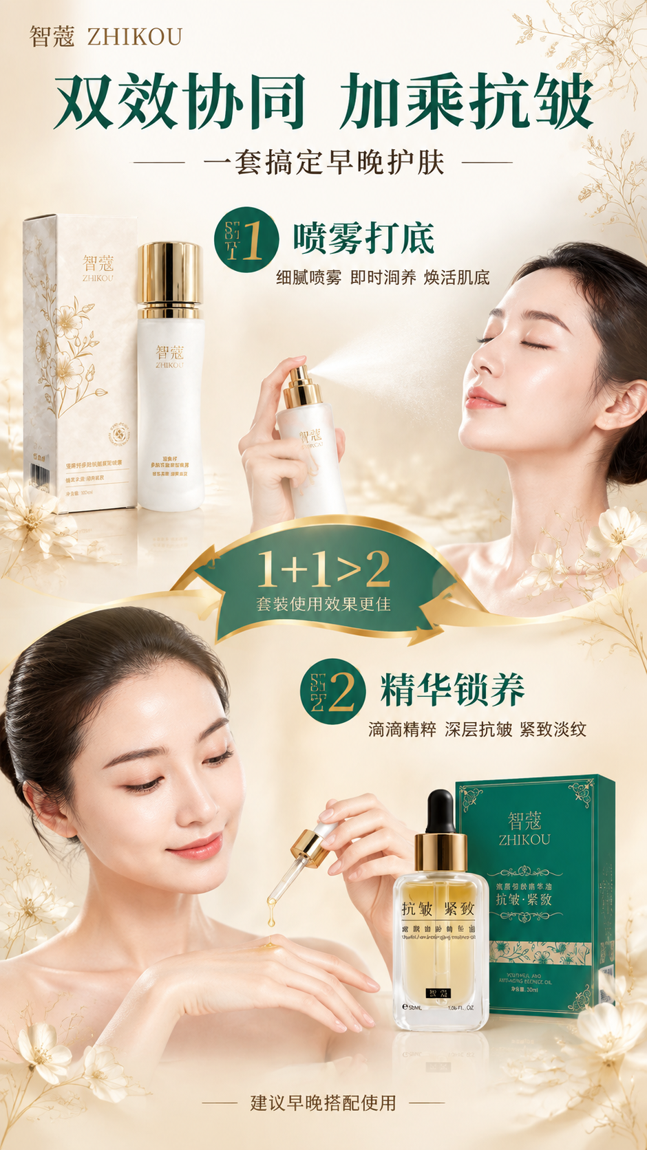 [商品] 使用【图1】智蔻抗皱紧致精华油（滴管取用，展示质地）… - 图片创意预览