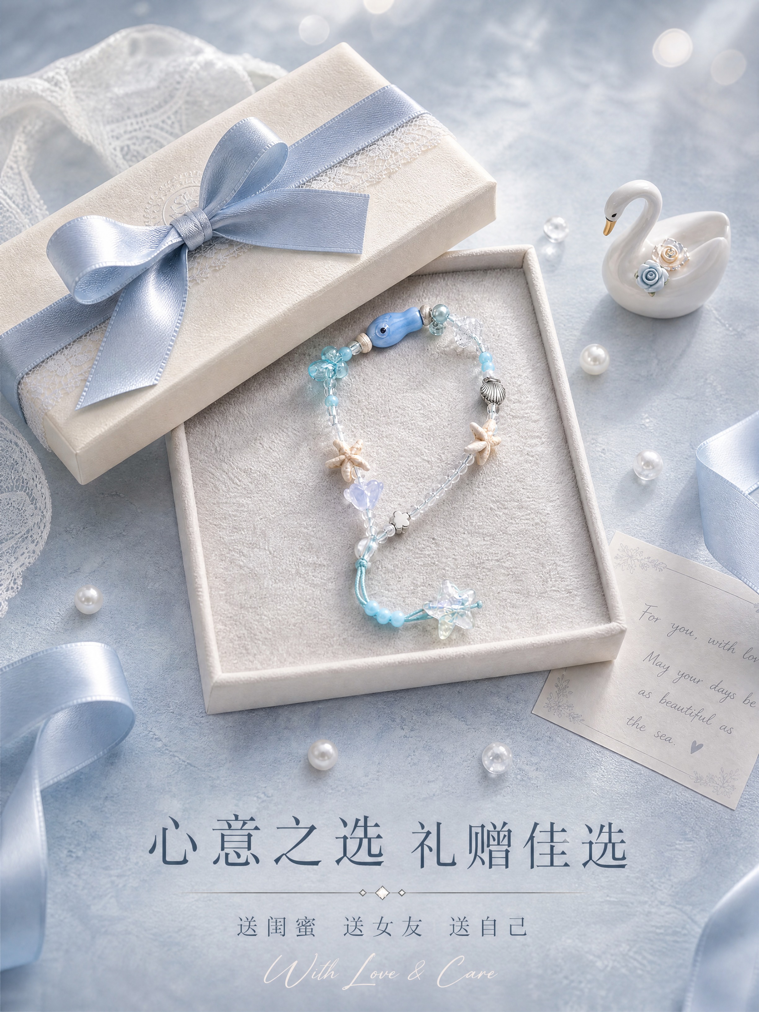 [商品] 使用【图4】海洋之心串珠手链礼盒图；保留手链、米白色… - 图片创意预览