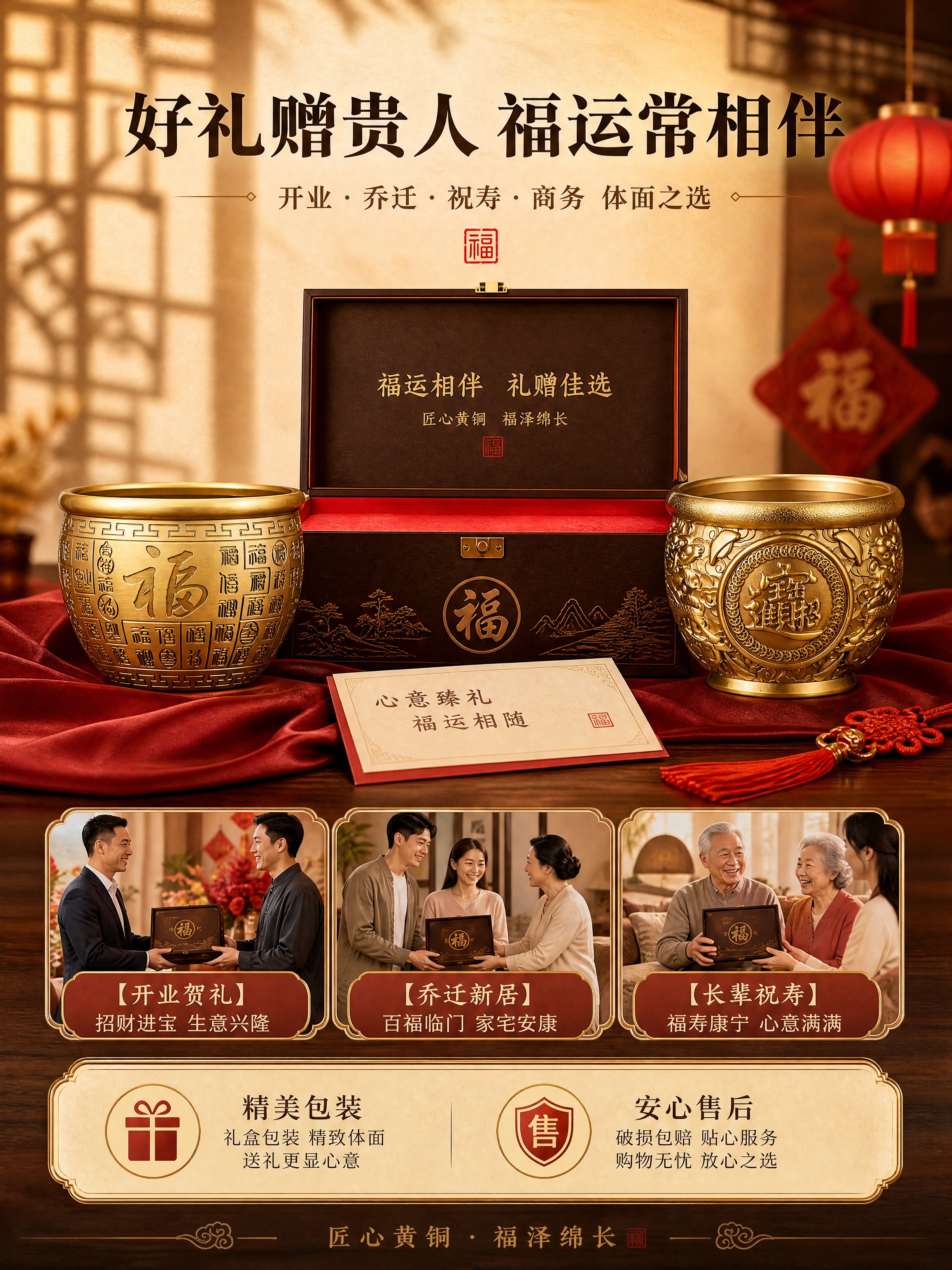 [商品] 使用【图1】【图5】两款黄铜缸（百福款+祥龙款）；保… - 图片创意预览