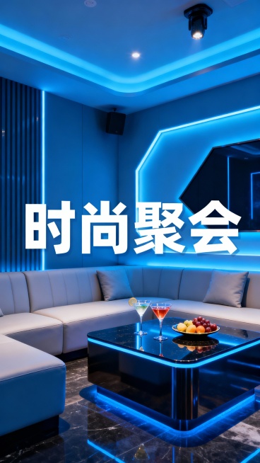 生成50张商务KTV的照片，图片加入一些文字预览效果
