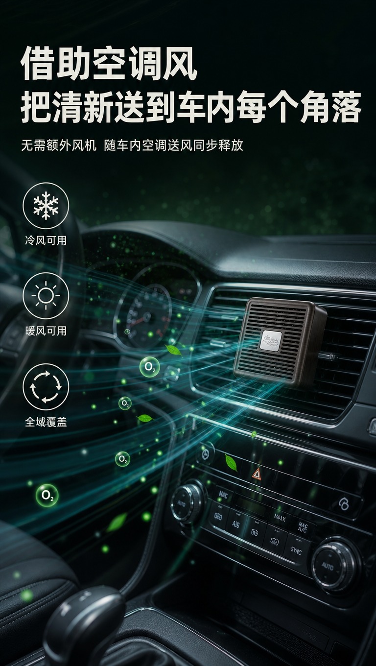 [商品] 使用【图1】木纹色方形车载负氧离子净化器；保留方形圆… - 图片创意预览