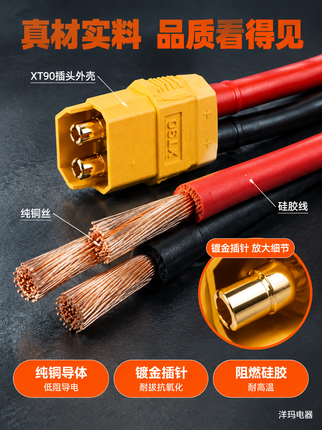 [商品] 使用【图1】XT90插头连接线剥线展示图；保留黄色X… - 图片创意预览