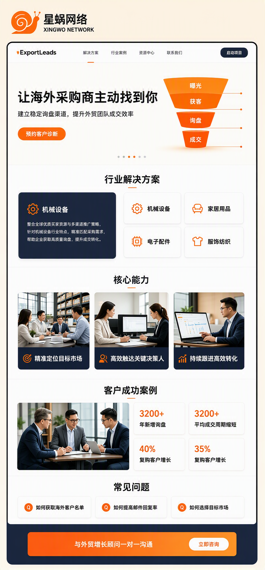 基于参考图重新生成一张高清的外贸营销官网落地页长图，保持原有整… - 图片创意预览