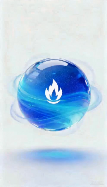 在旋转的圆球正中心，生成一个火焰的图标。球体旋转、白色火焰静止。预览效果