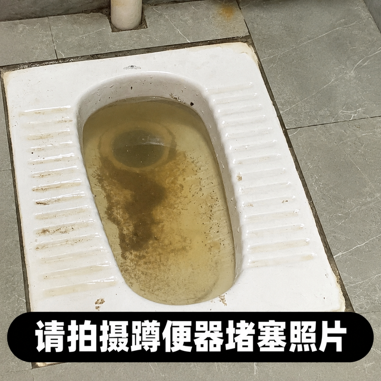 去除图中蹲便器内的白色袋子和灰色长柄工具，以及右上角的蓝色疏通… - 图片创意预览