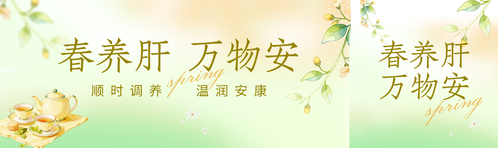 春季健康养生宣传清凉清新公众号双封面预览效果