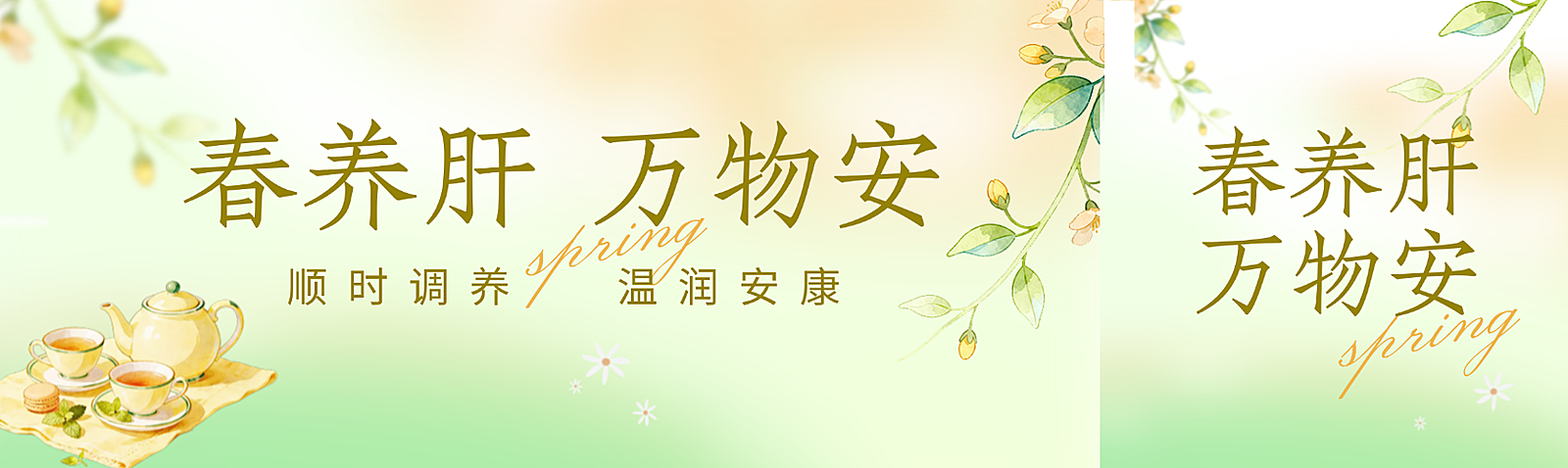 春季健康养生宣传清凉清新公众号双封面