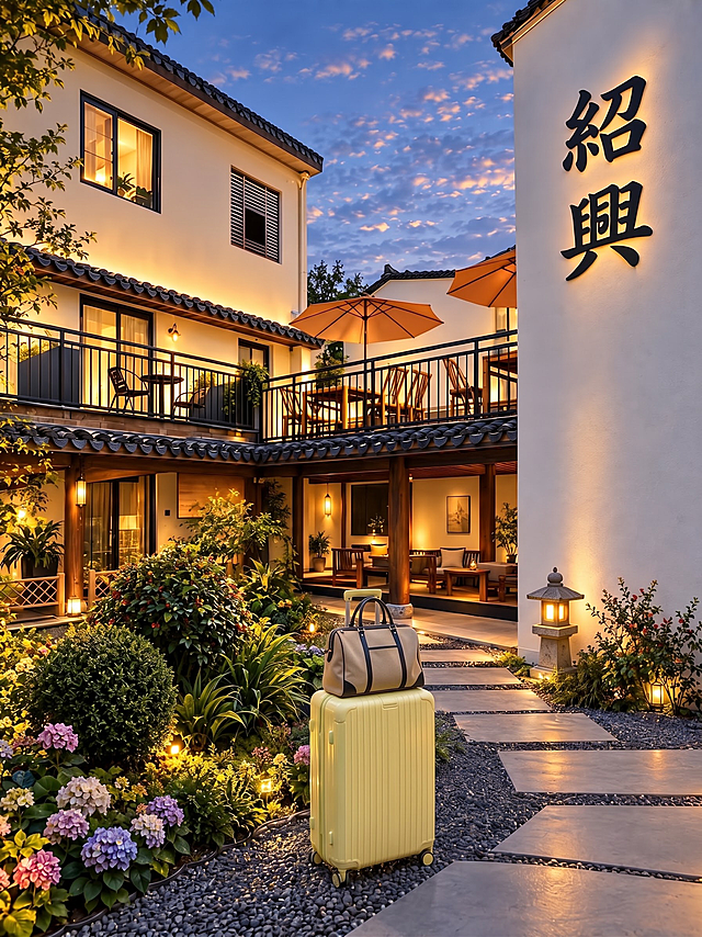 中间添加一个嫩黄色行李箱，上面有个手提包