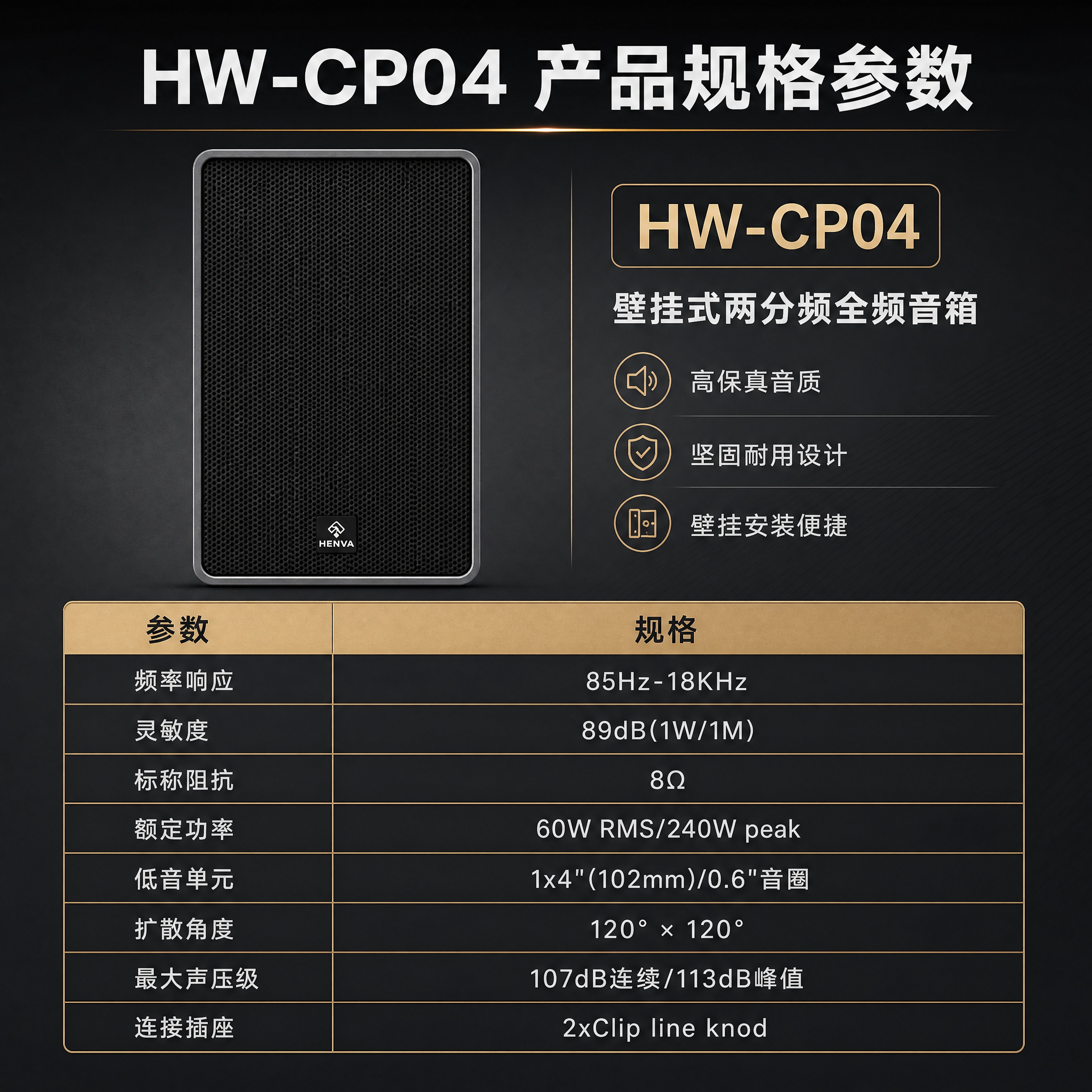 [商品] 使用【图1】HENVA HW-CP04黑色壁挂音箱；… - 图片创意预览
