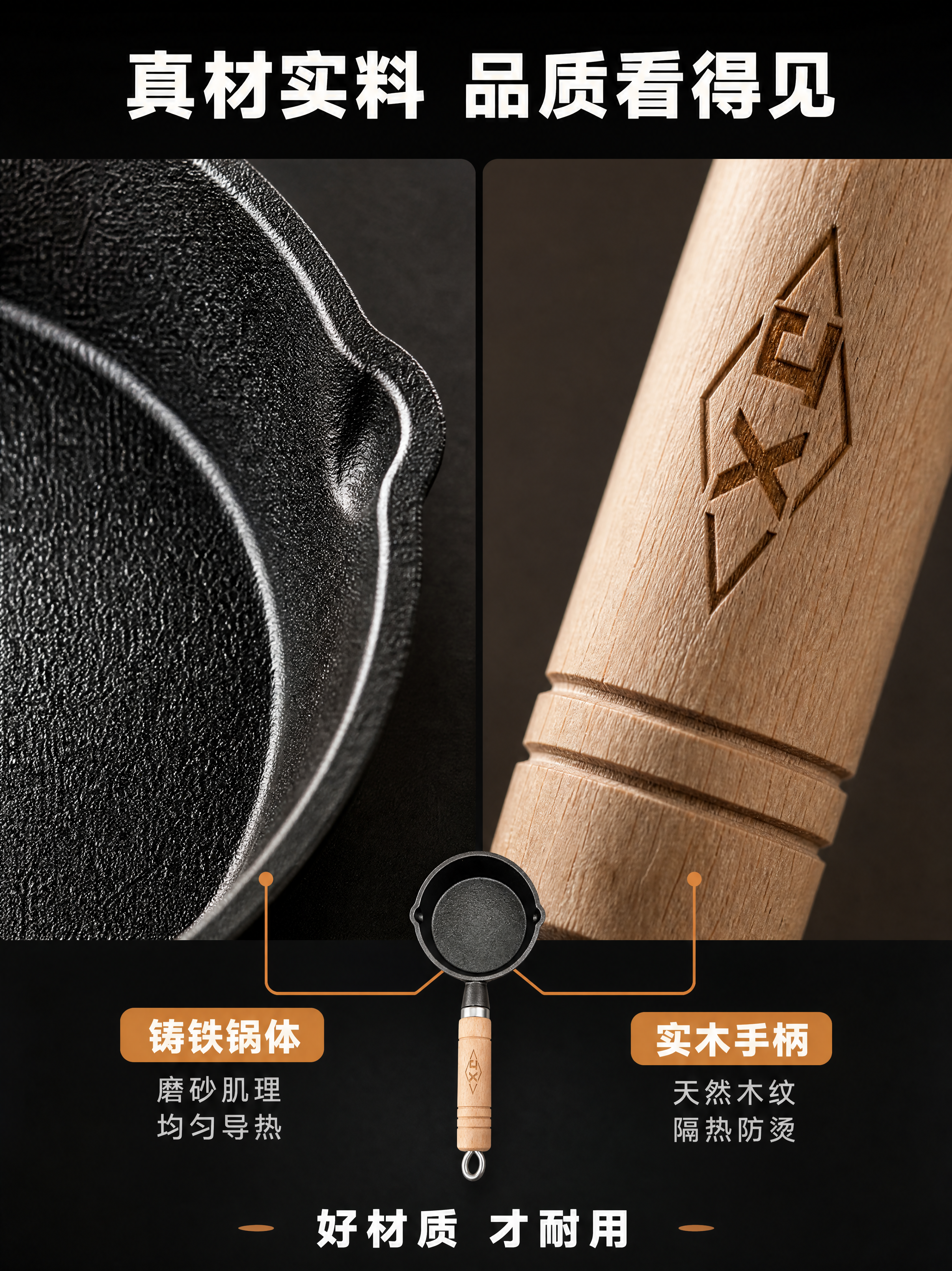 [商品] 使用【图1】铸铁木柄迷你小煎锅；保留黑色铸铁磨砂锅体… - 图片创意预览