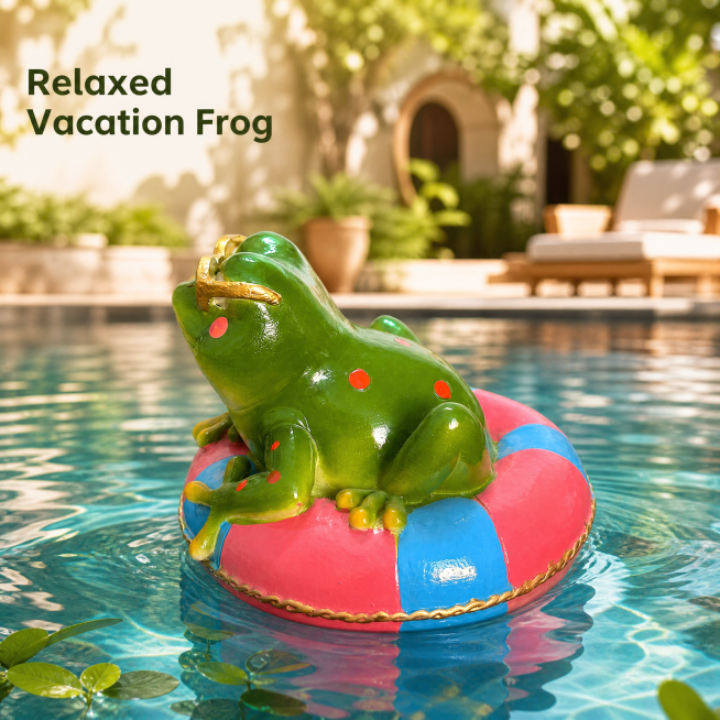 [Main Image 2] Scene display picture, the floating swimming ring lazy frog ornament placed on the co预览效果