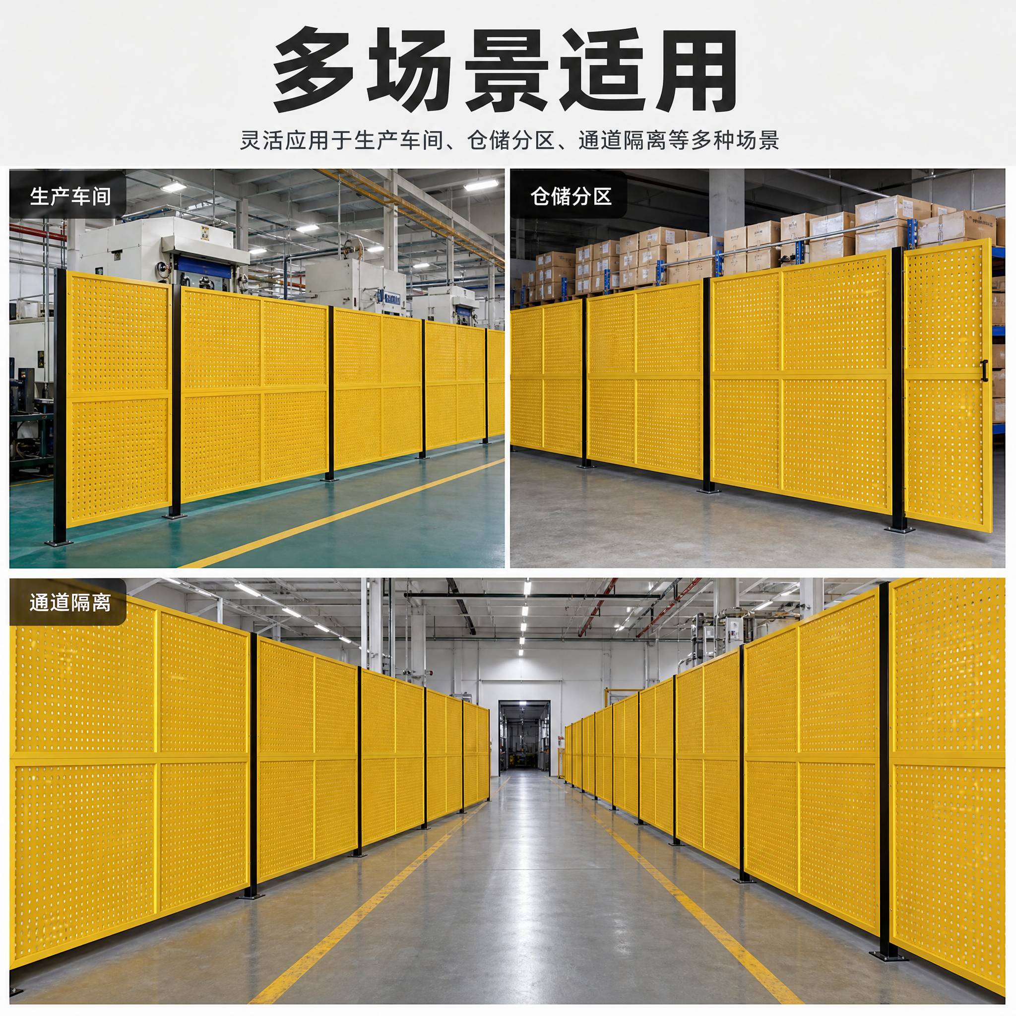 [主图-4] 车间围挡多场景应用展示图，展示不同车间环境下的使… - 图片创意预览
