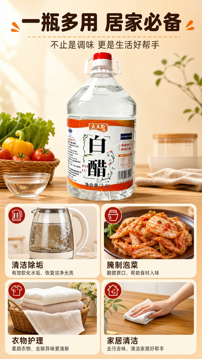 [商品] 使用【图1】天天吃酿造白醋2.5L桶装；保留透明塑料… - 图片创意预览