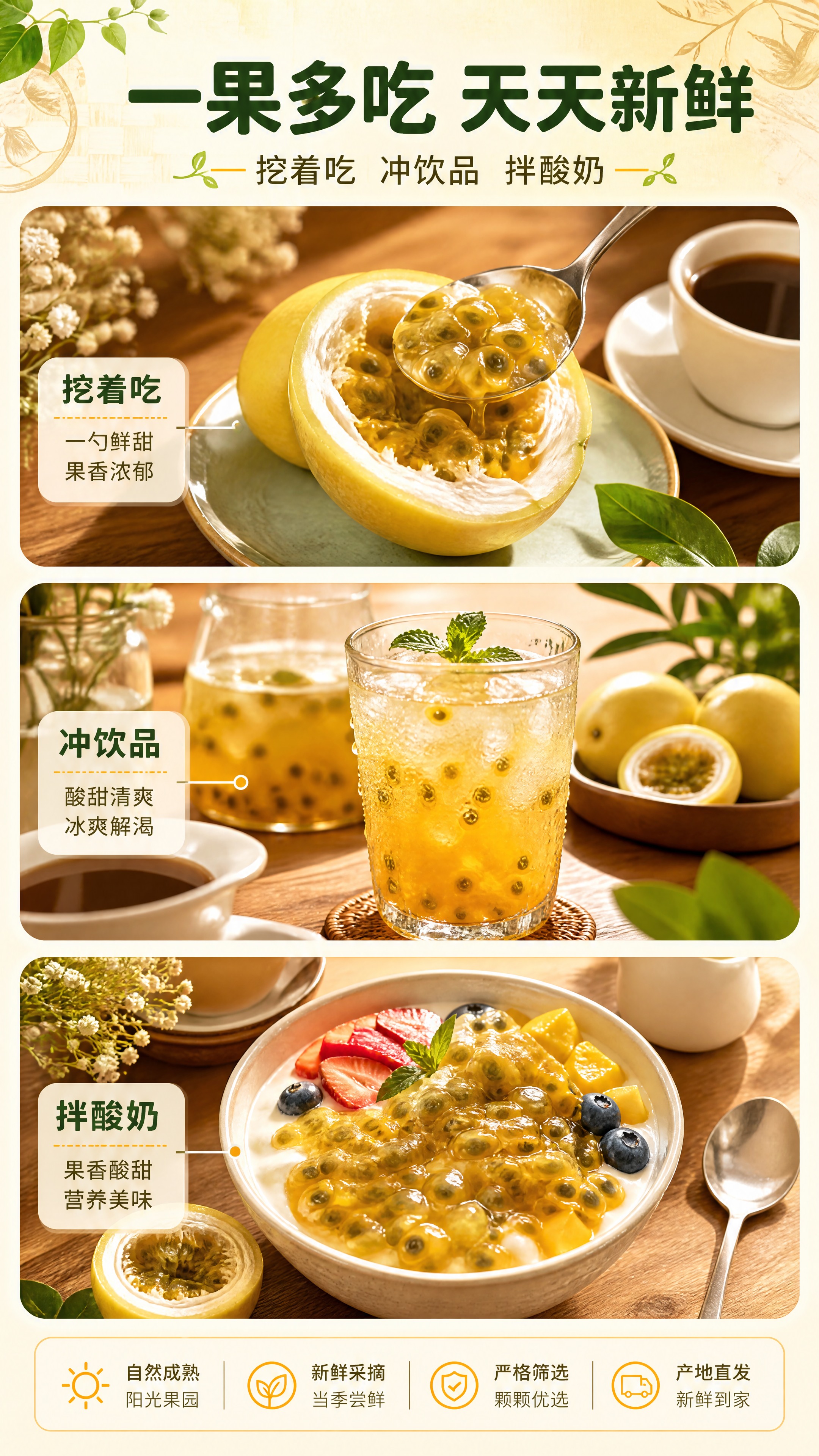 [商品] 使用【图2】钦蜜9号黄金百香果的切开果肉；按真实果肉… - 图片创意预览
