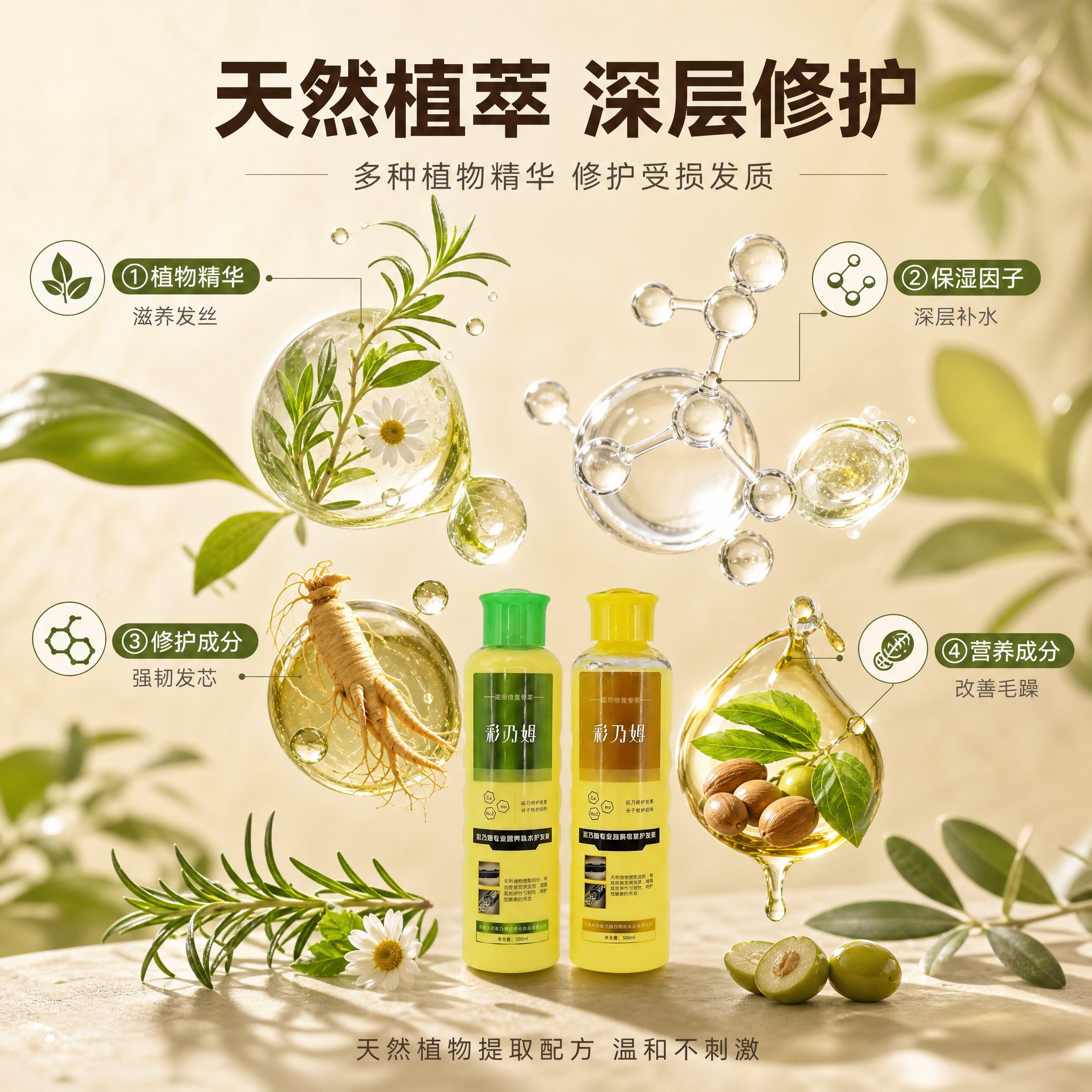 [主图-2] 成分功效解析，突出天然植物提取成分的修护力。 [… - 图片创意预览