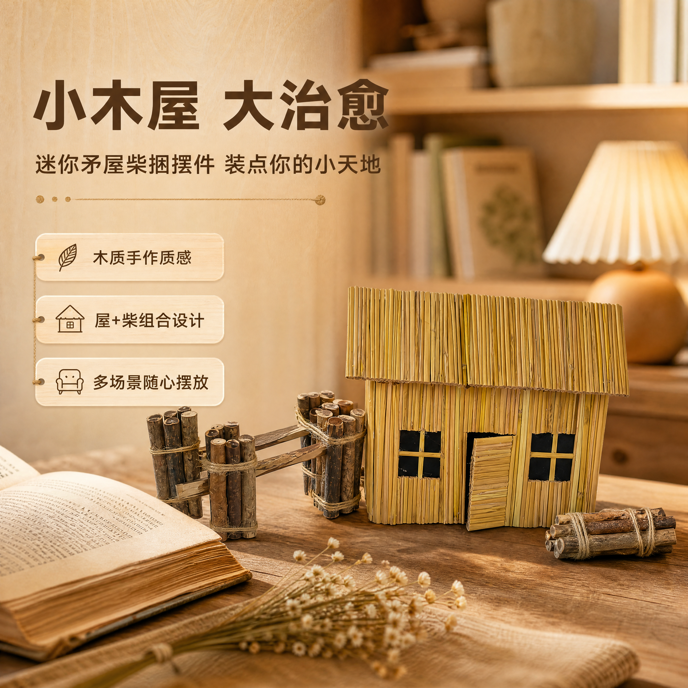 [商品] 使用【图1】迷你矛屋配小捆柴装饰摆件；保留矛屋主体的… - 图片创意预览