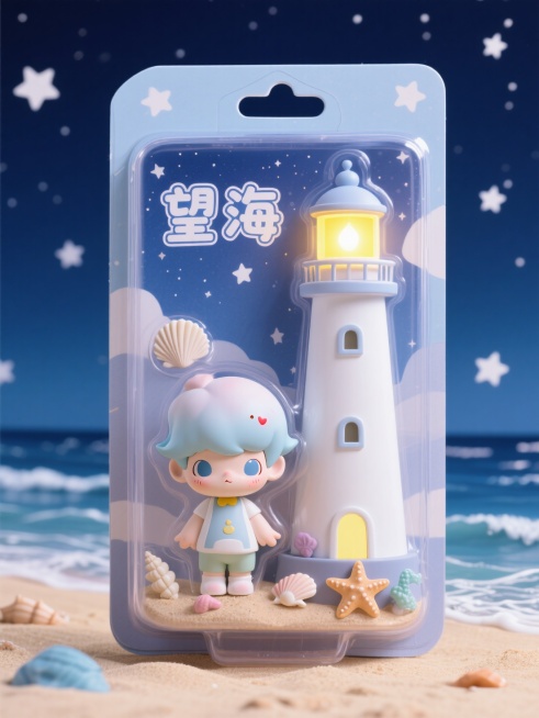 盒子上有描边文字“望海”预览效果