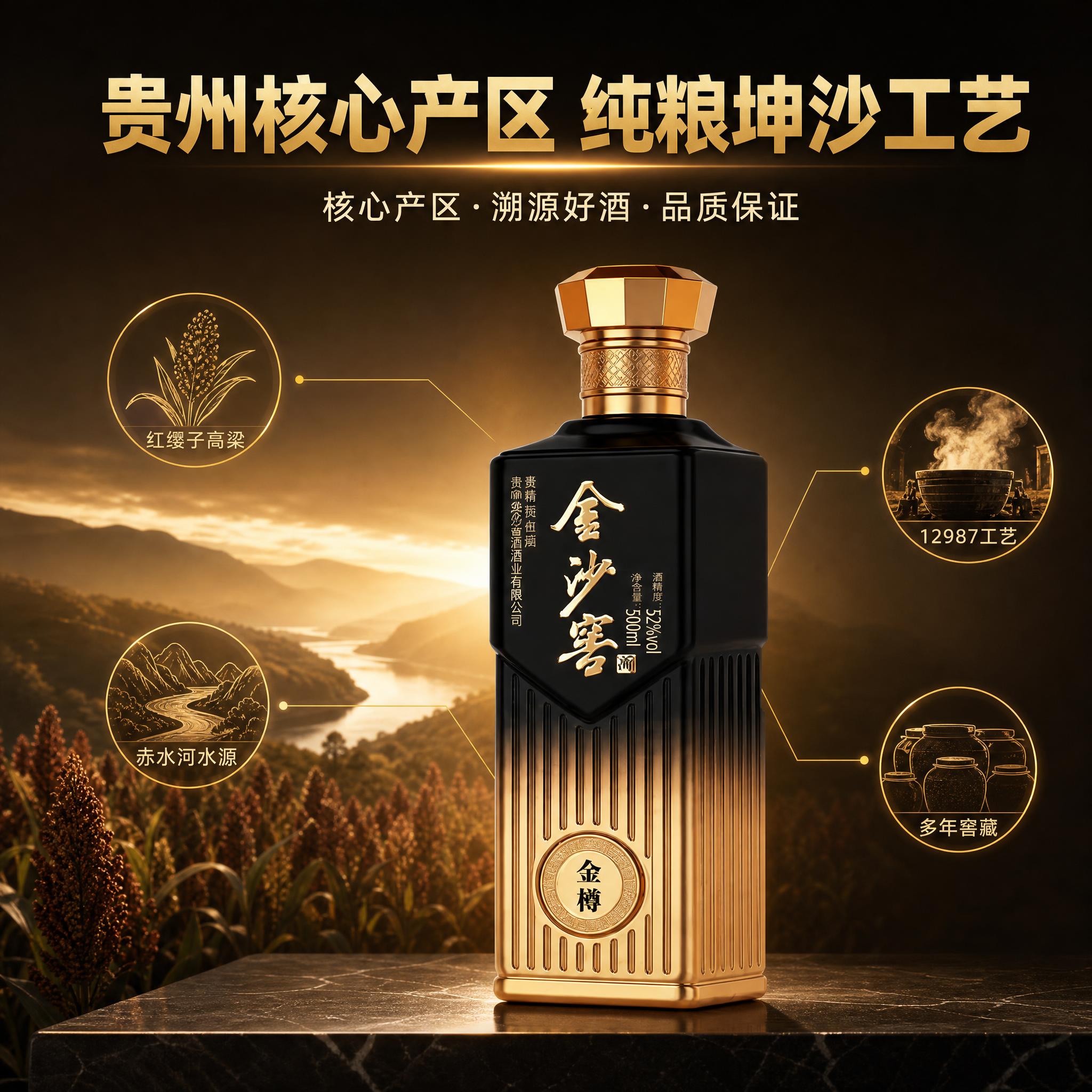 [主图-2] 主题：核心产区溯源 纯粮酿造工艺。拼多多风格，突… - 图片创意预览