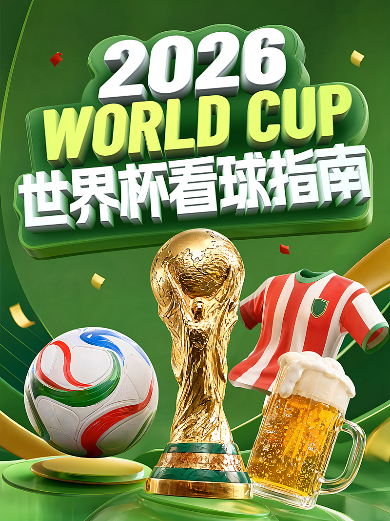 世界杯看球观赛指南卡通风小红书封面