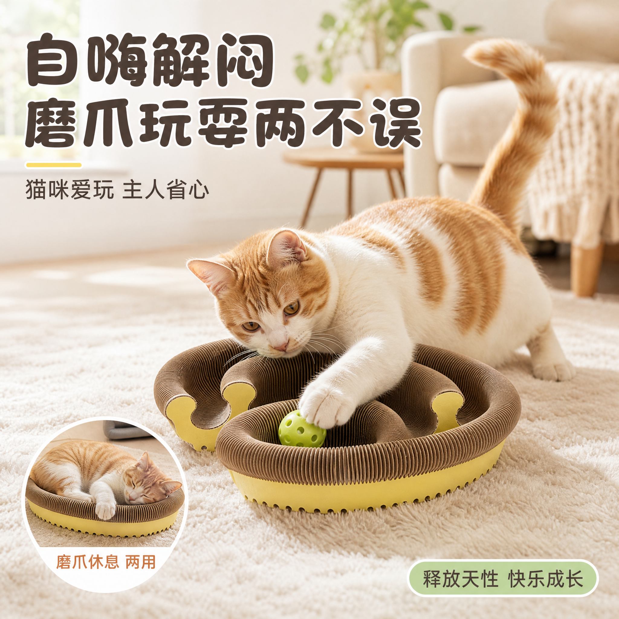 [主图-5] 猫咪真实互动玩耍场景，展示使用状态和产品带来的快… - 图片创意预览