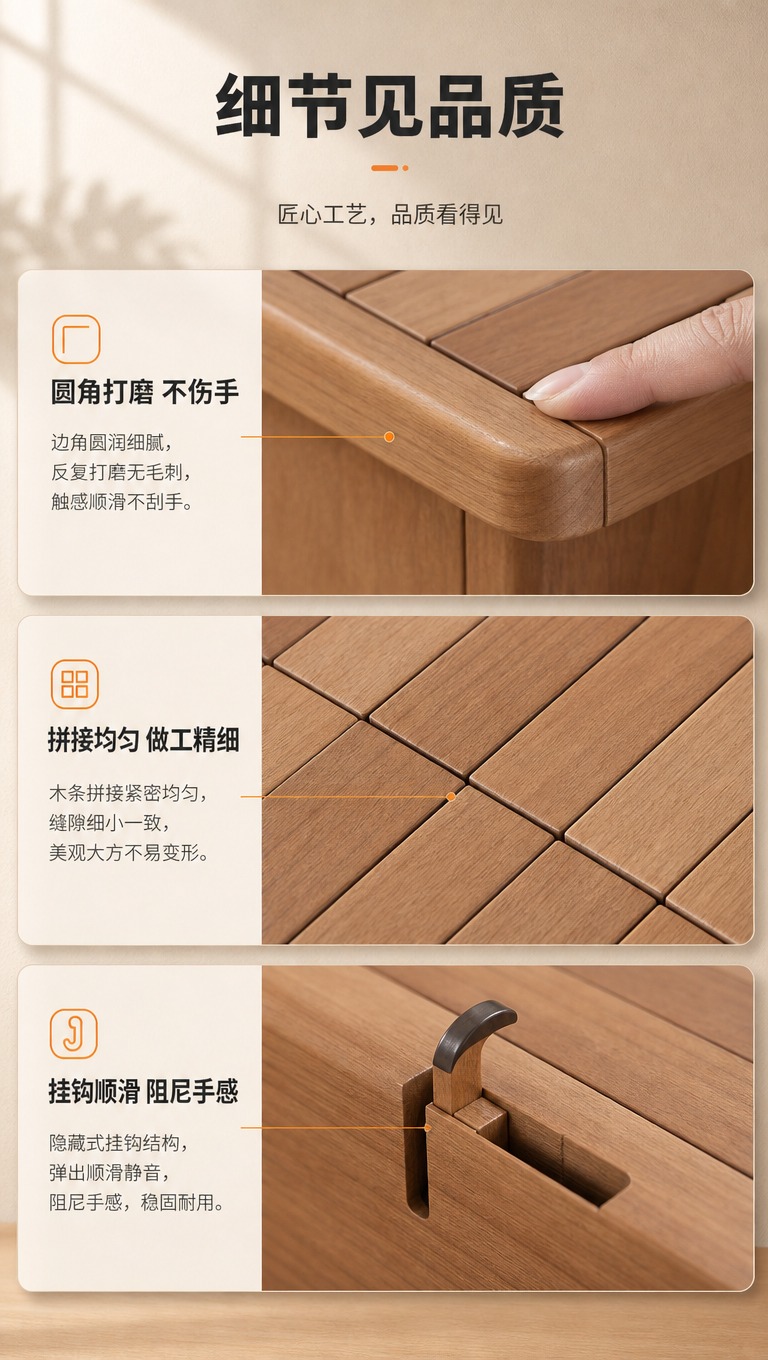 [商品] 使用【图5】樱桃木色实木钢琴键挂衣架局部细节；保留实… - 图片创意预览