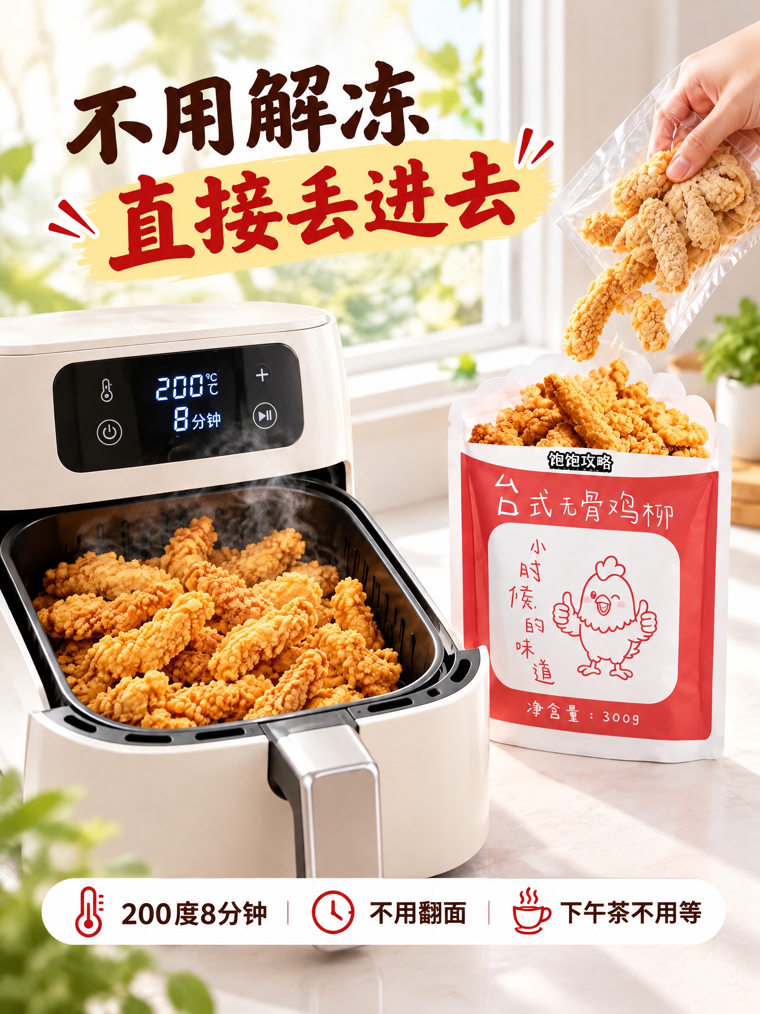 基于原图重新构图为3:4竖版，保持画面主体、白色空气炸锅、控制… - 图片创意预览