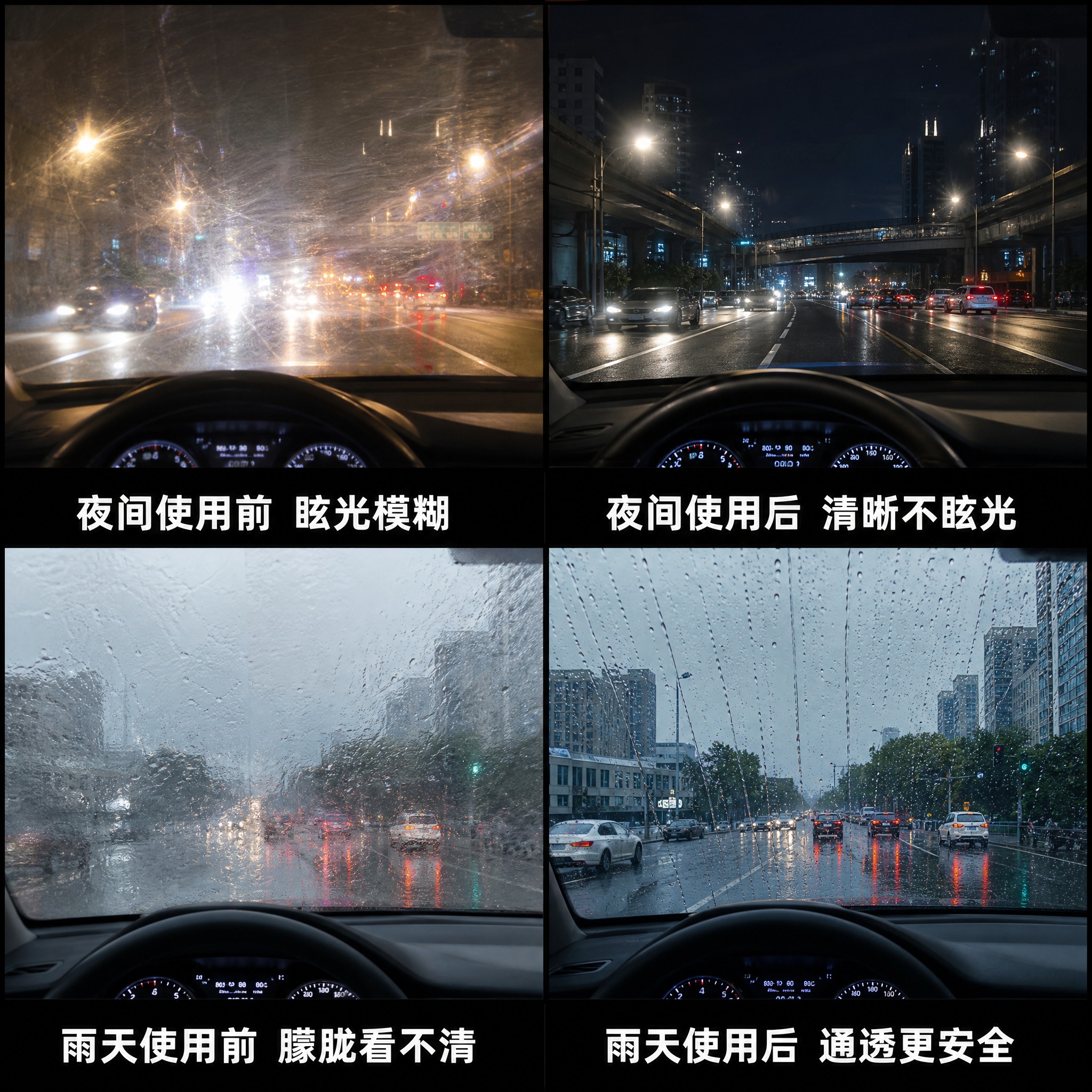 [主图-5] 玻璃油膜去除剂对比效果场景实测图，核心任务是展示… - 图片创意预览