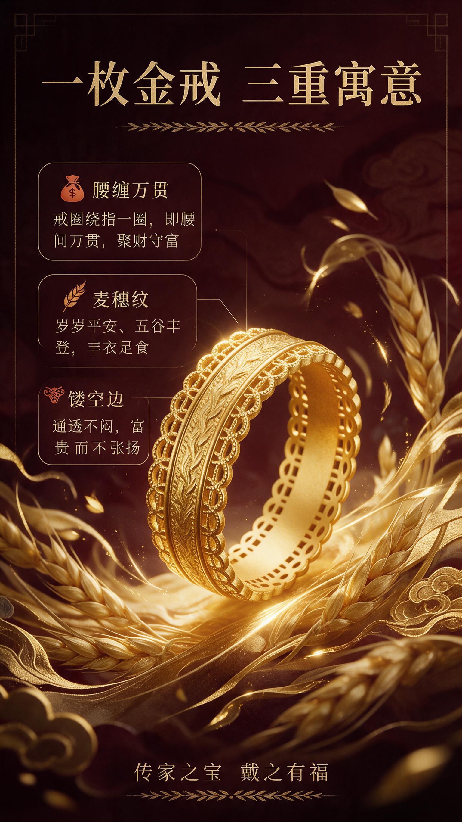 [商品] 使用【图2】闭口款古法麦穗金戒；保留戒指完整结构、纹… - 图片创意预览