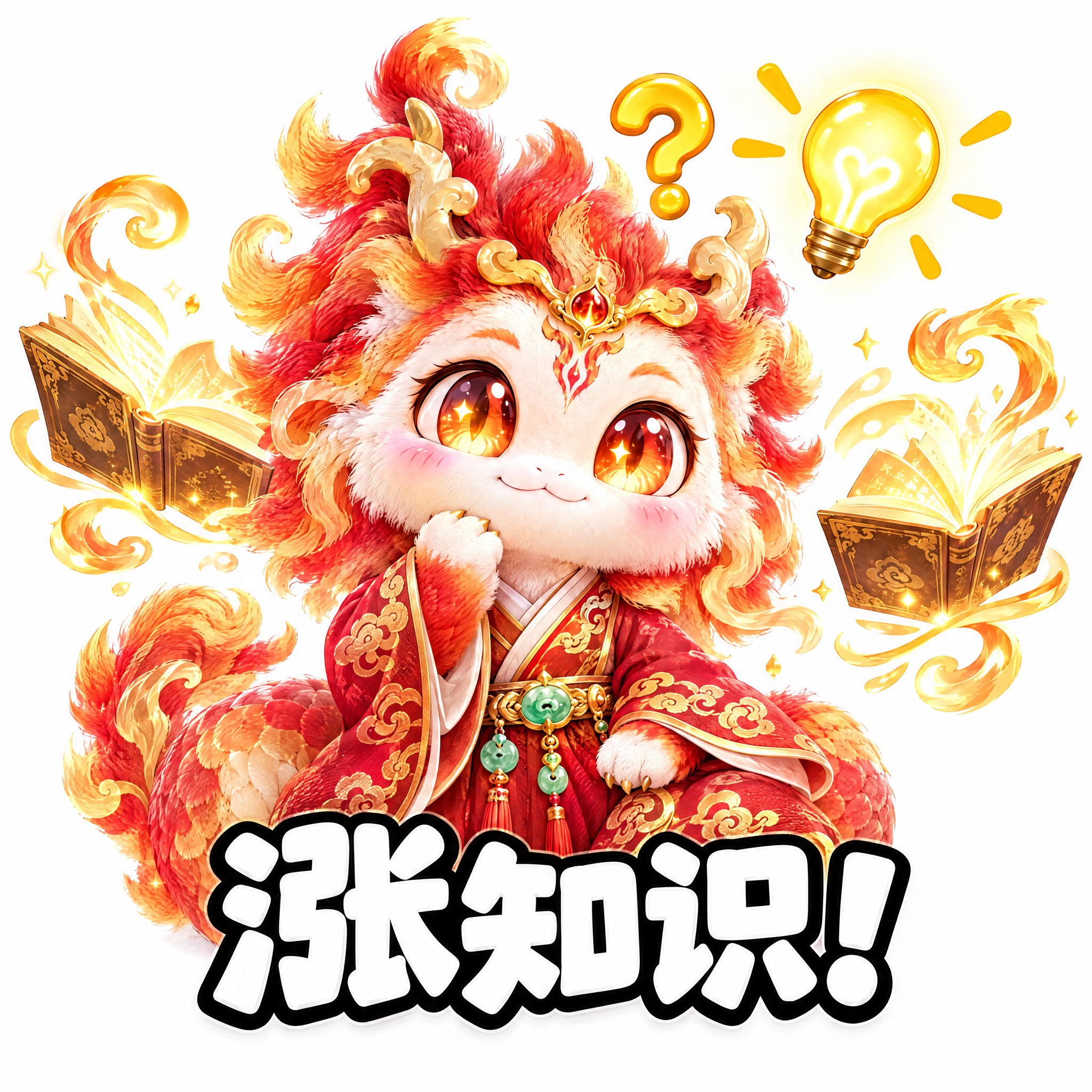 参考图1的表情包风格，Q版可爱的火龙神兽表情包，纯白色背景。红… - 图片创意预览