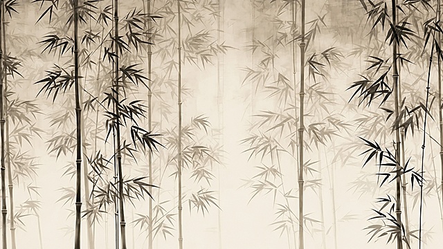 优化放大图片，保留原水墨竹内容，提升清晰度，适合UV打印