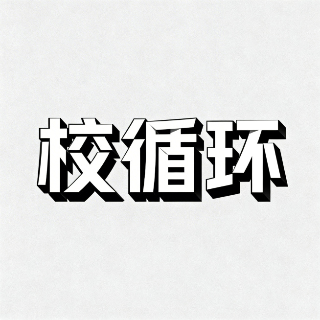 校循环三个字，字体设计，清晰立体预览效果