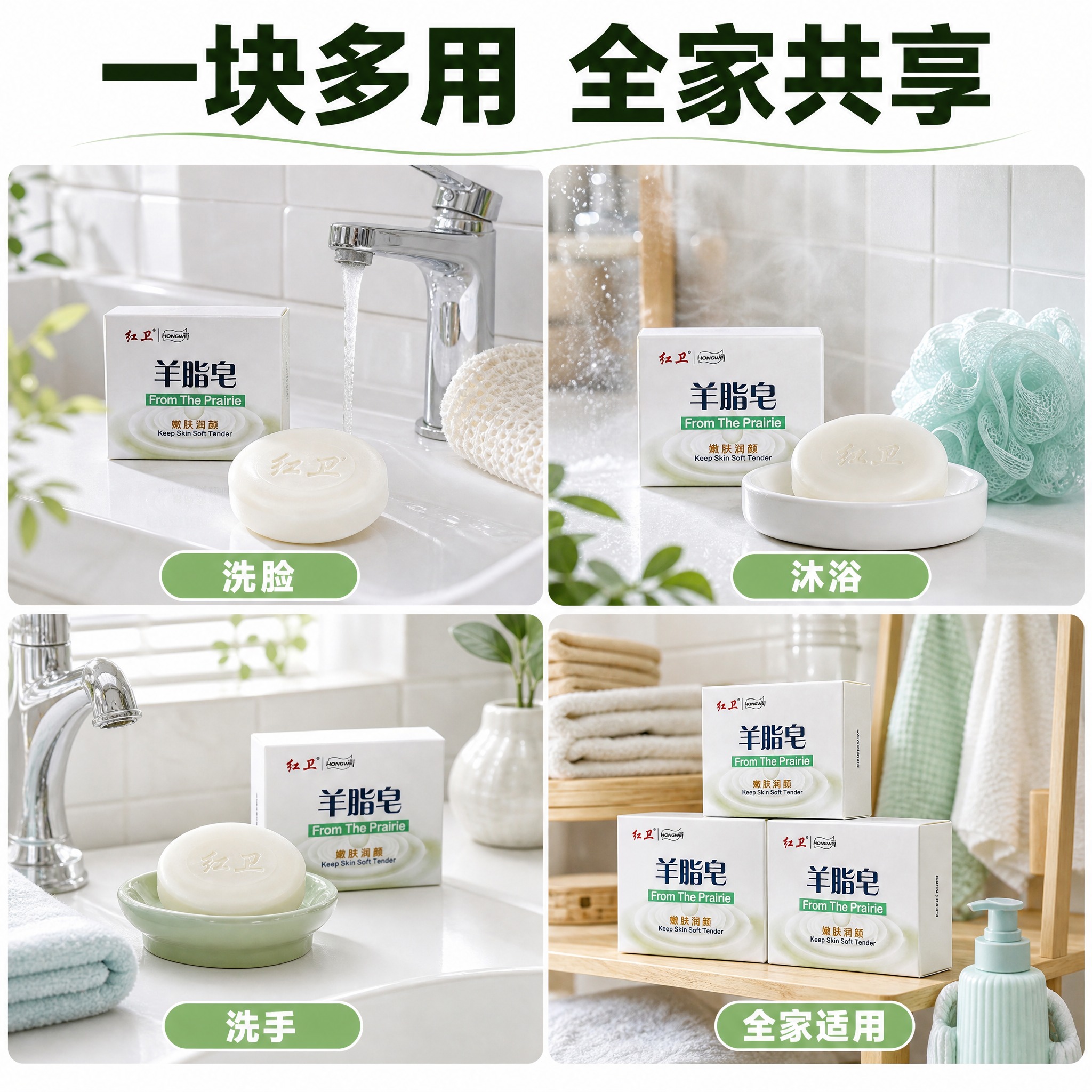 [主图-4] 红卫羊脂皂多场景使用图，展示全身适用的多种生活场… - 图片创意预览