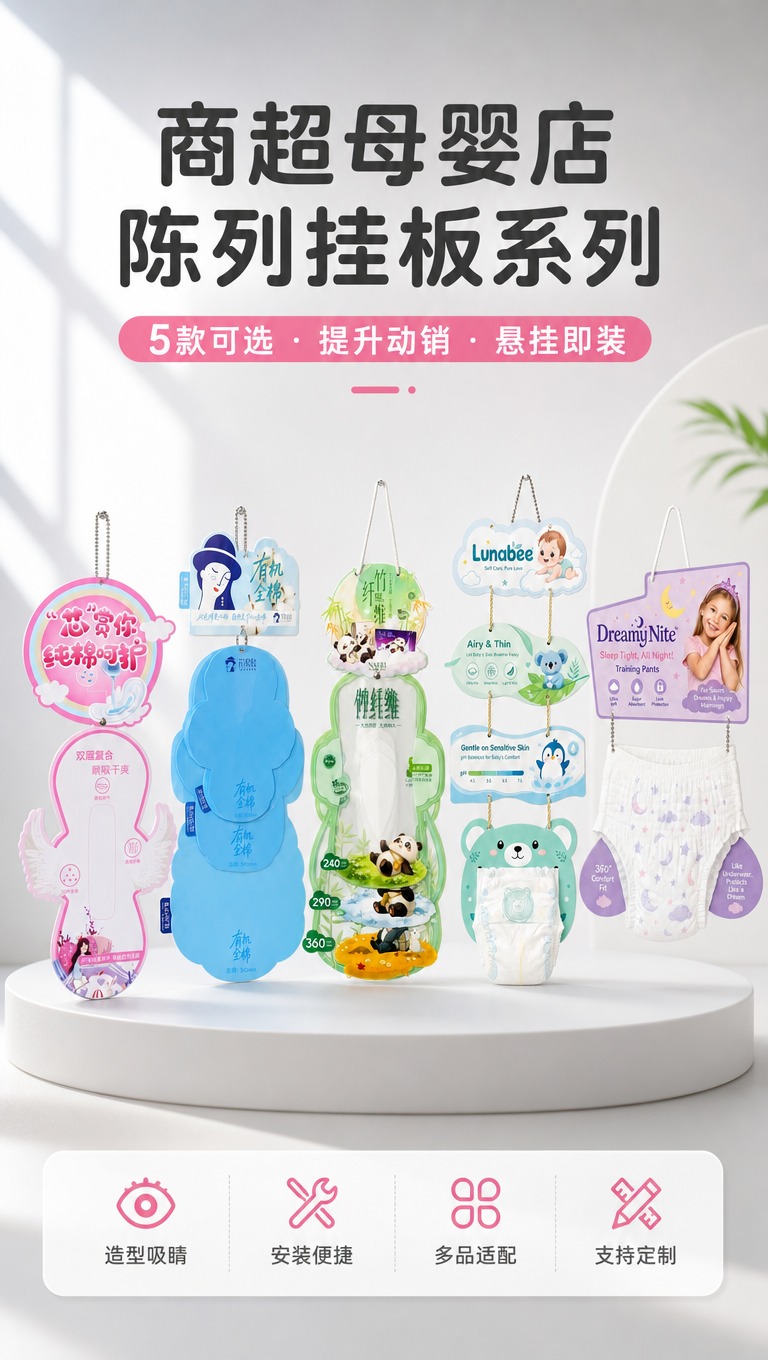 [商品] 使用【图1】5款陈列挂板全家福；保留每款挂板的造型轮… - 图片创意预览