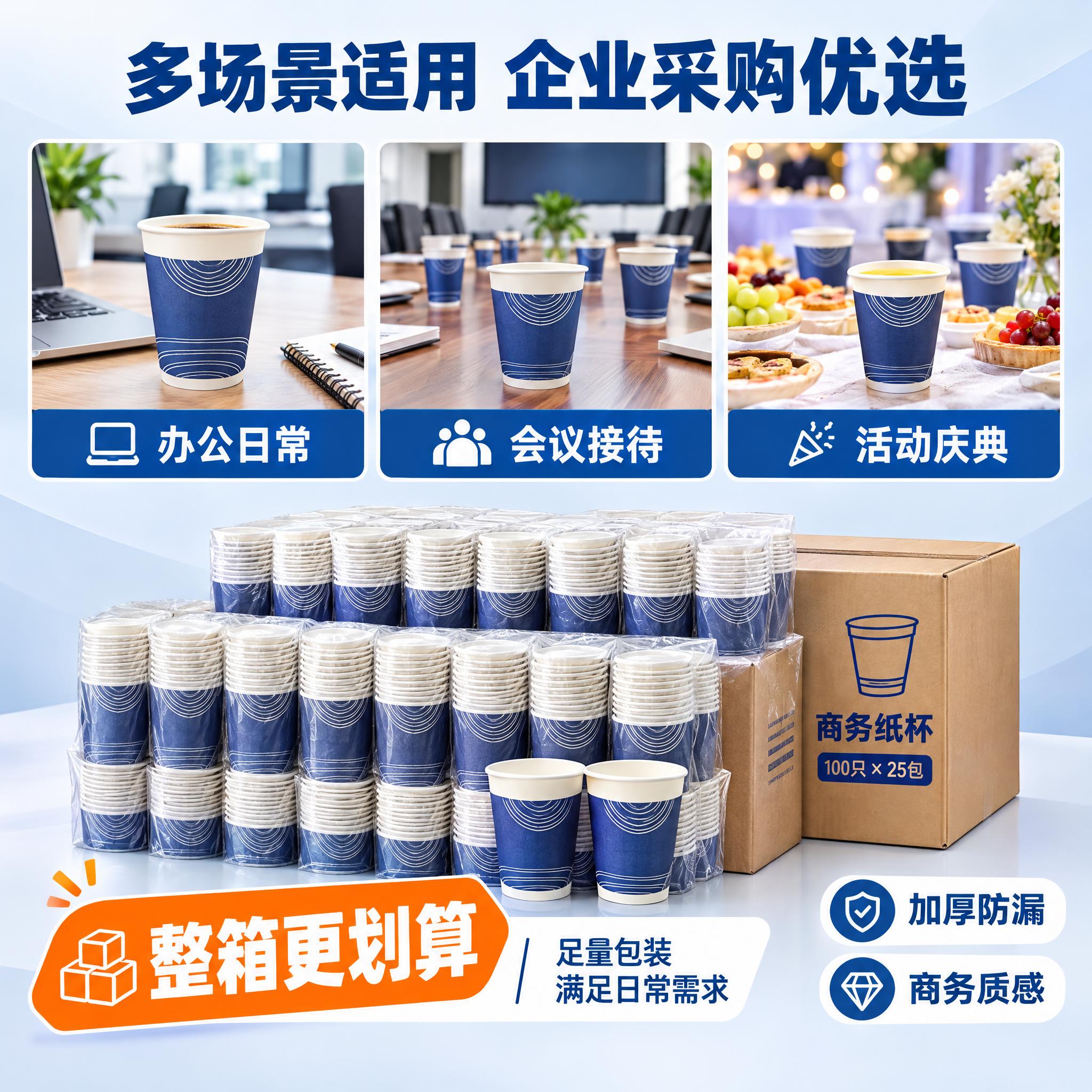 [主图-5] 多场景适用与规格决策图，展示商务纸杯的多种使用场… - 图片创意预览