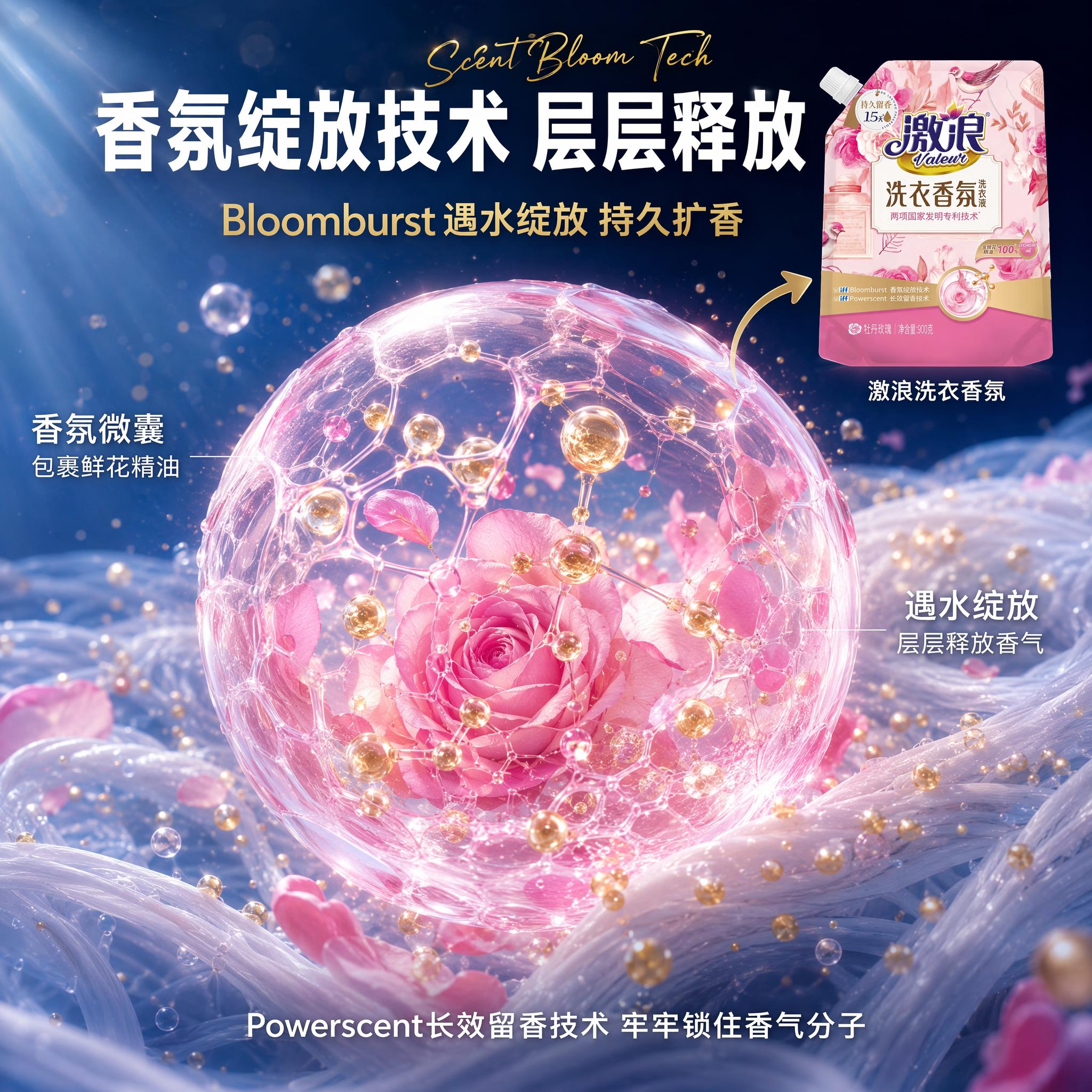 [主图-15] 激浪洗衣香氛洗衣液香氛微囊技术机理图 微观放大… - 图片创意预览