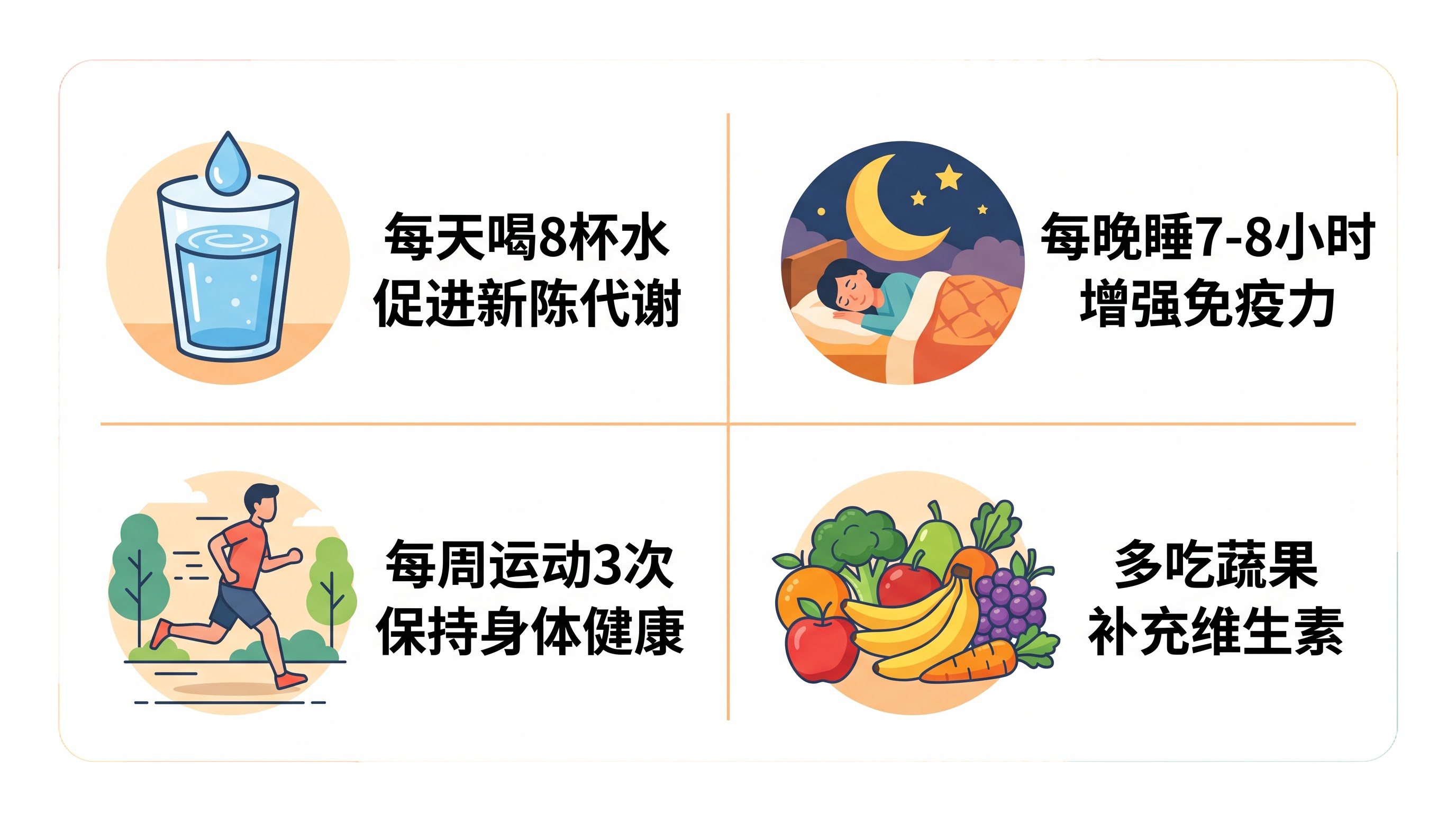 一张日常生活科普知识信息图，横版插画风格，画面清晰明亮，色彩温… - 图片创意预览