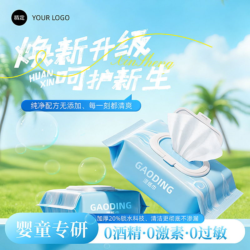 湿厕纸湿纸巾家居百货春季营销电商海报