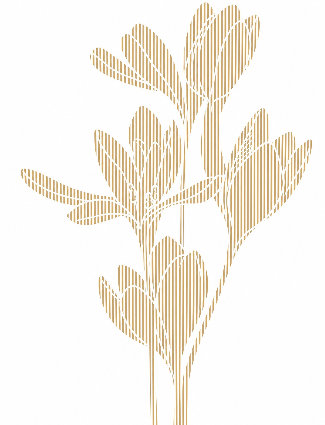 将图中的蓝色线描番红花花卉图案，转换为与参考图一致的竖向等距分… - 图片创意预览