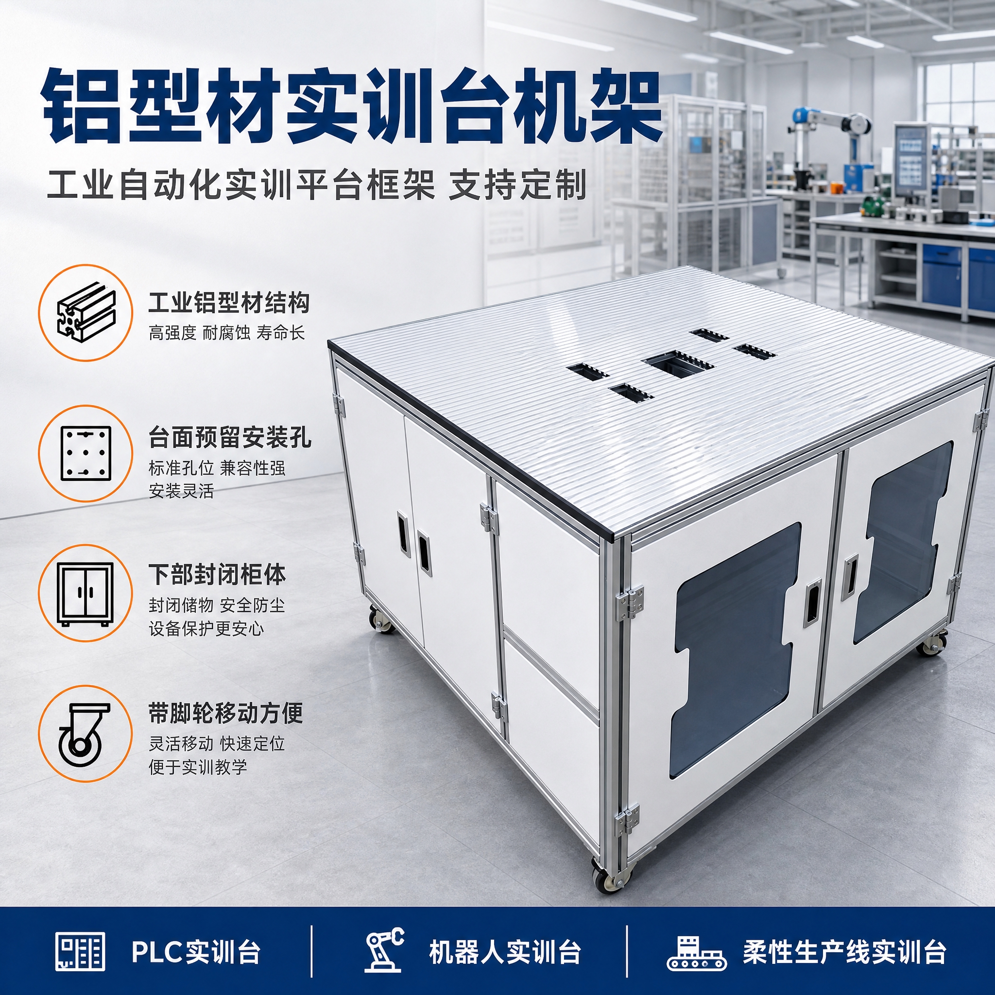 [主图-1] 铝型材实训台机架首图，突出工业自动化实训平台整体… - 图片创意预览
