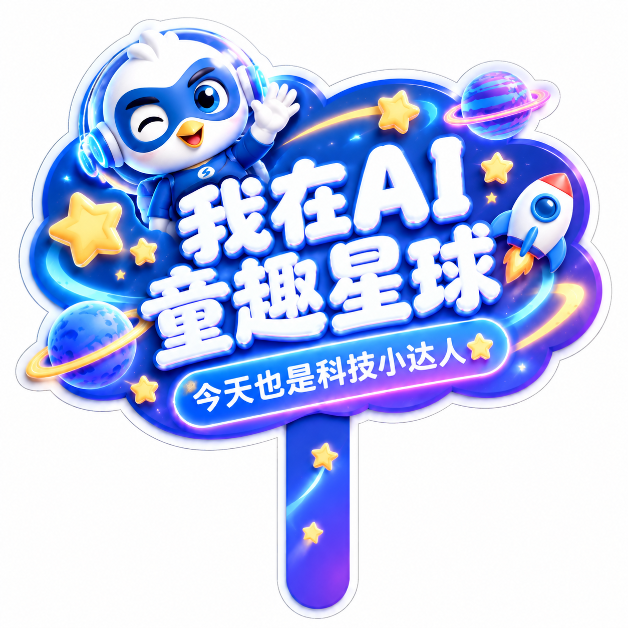 拍照手举牌设计，异形KT板手举牌，圆形气泡造型，带手持柄。左上… - 图片创意预览