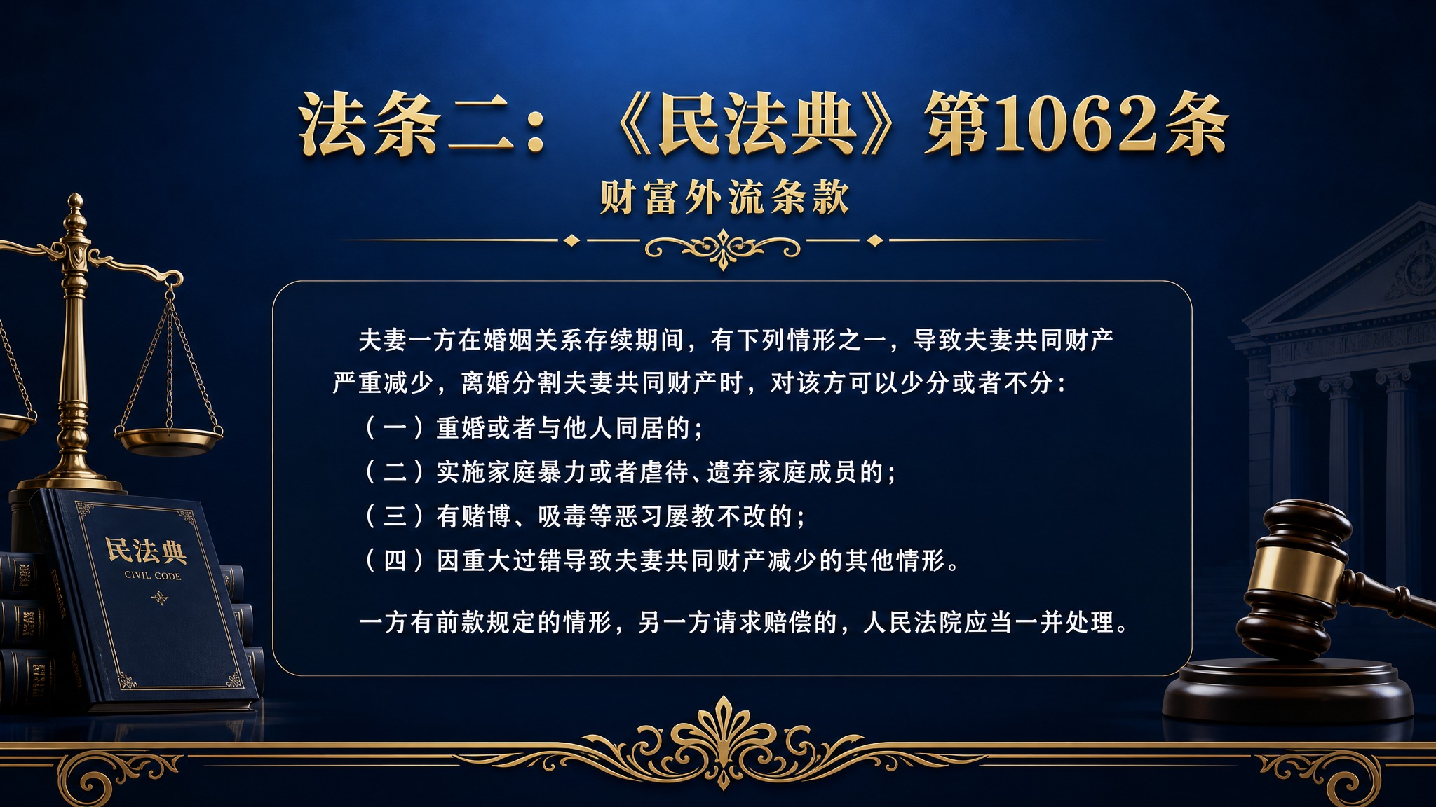 PPT横版法律知识科普背景图，深蓝色渐变深色系背景，庄严肃穆风… - 图片创意预览