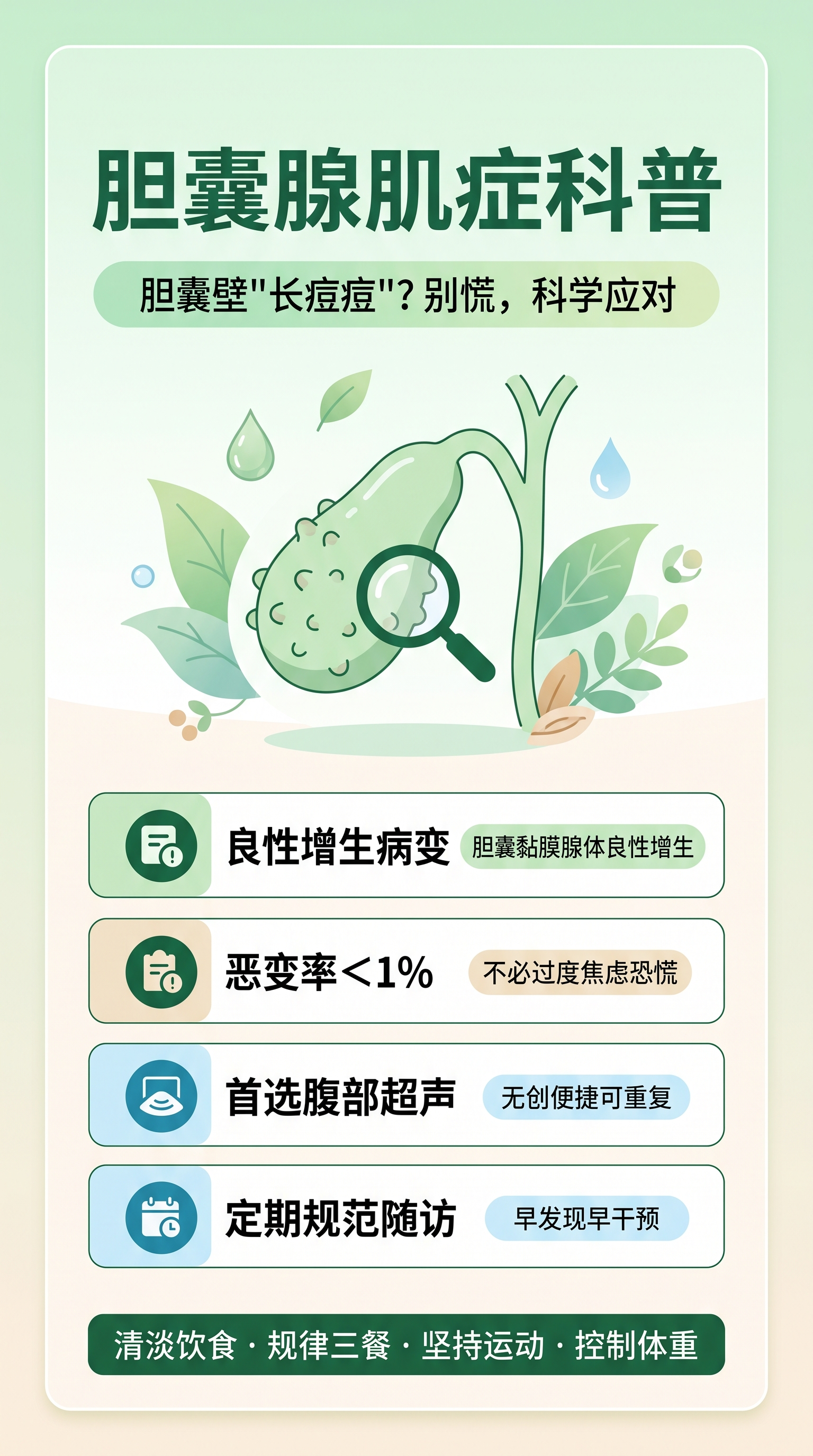 一张胆囊腺肌症健康科普宣传海报，9:16竖版，医疗科普扁平插画… - 图片创意预览