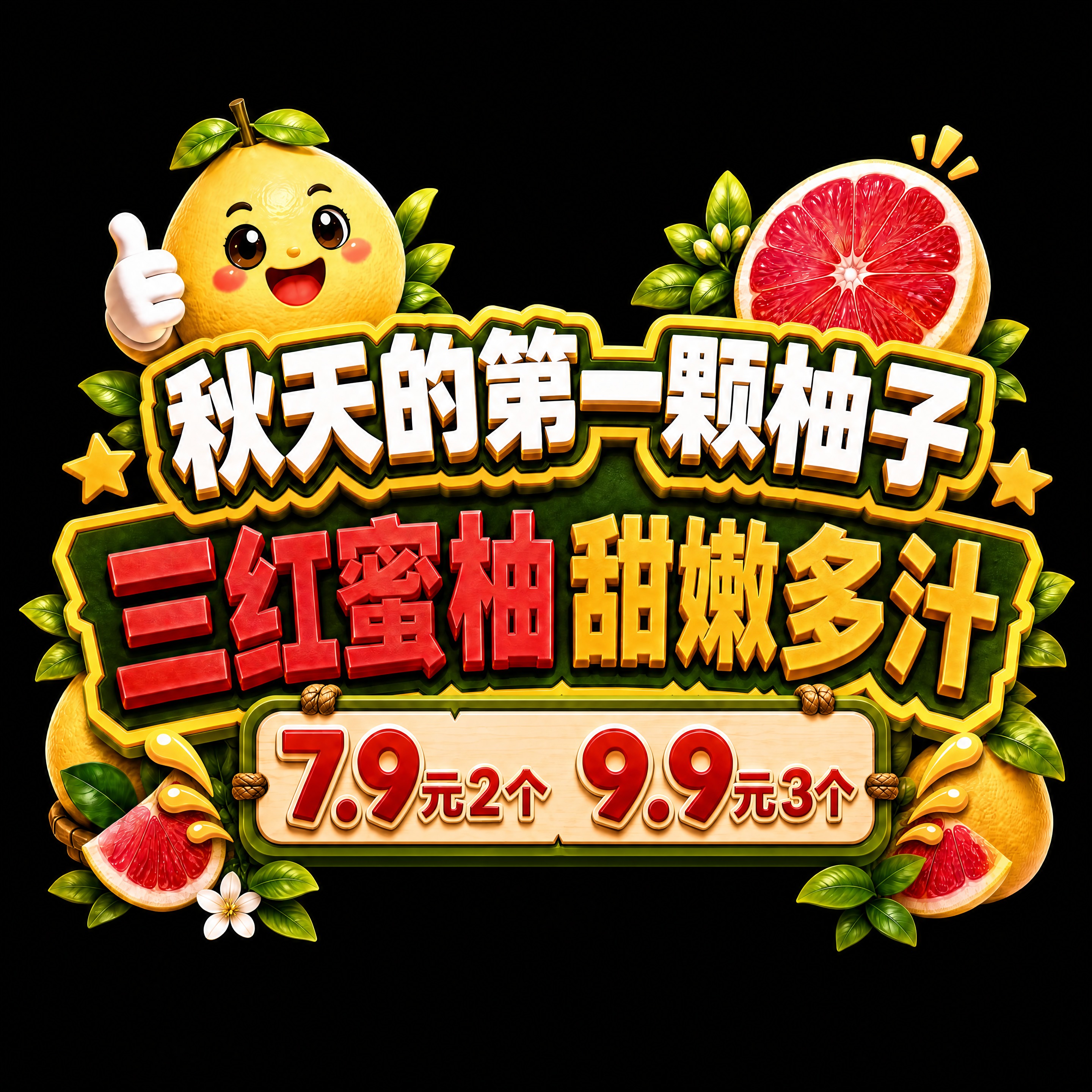 参考图1的3D卡通促销标题风格修改：将底部价格牌"7.9元2个… - 图片创意预览