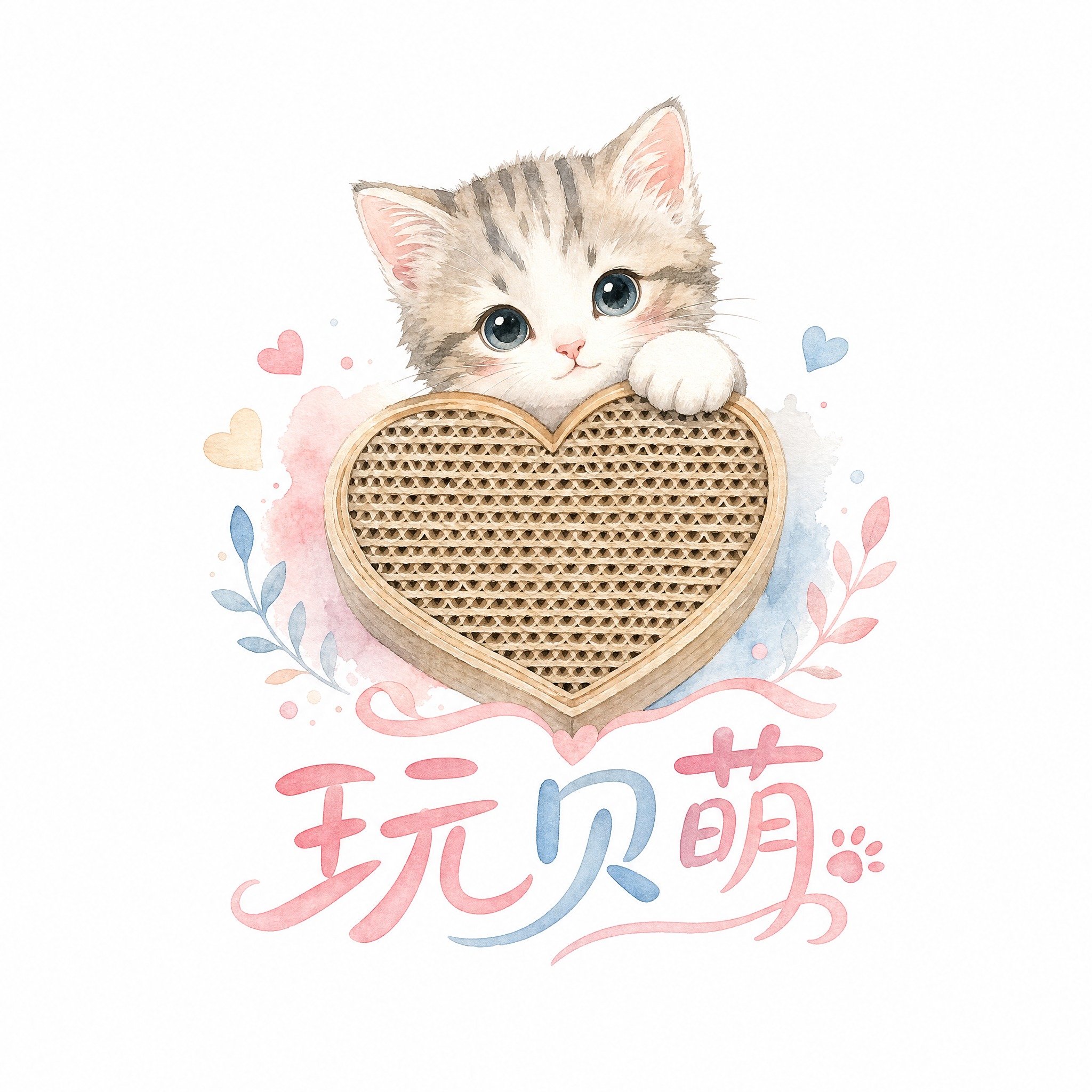 品牌Logo设计，品牌名称为"玩贝萌"，宠物行业猫抓板类目，图… - 图片创意预览