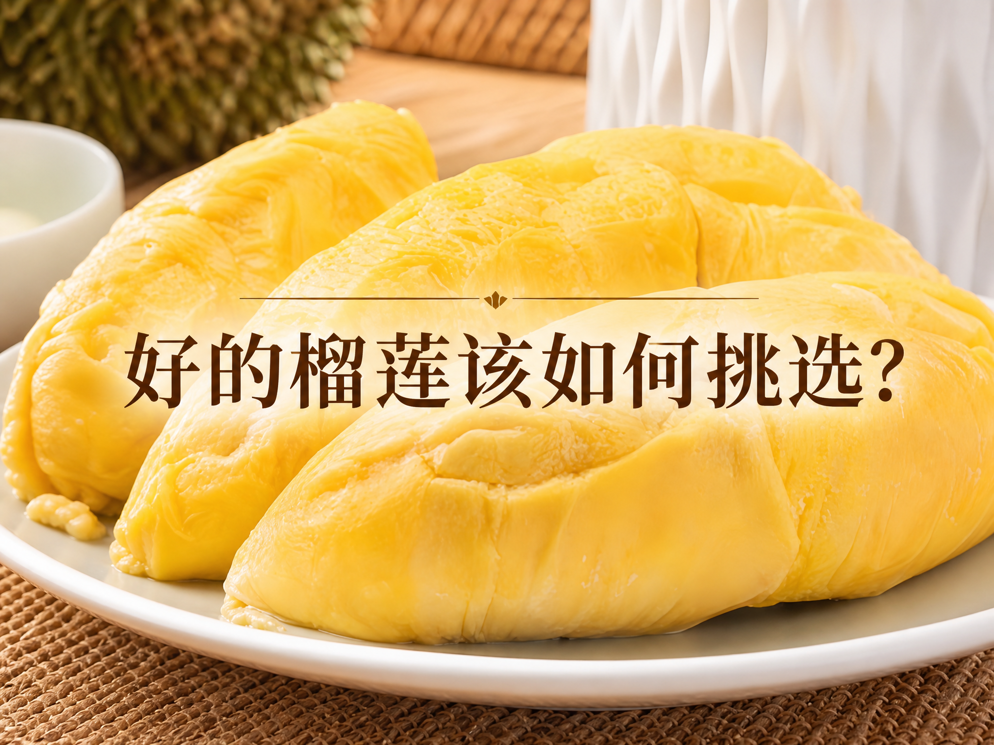 基于这张榴莲果肉图片制作封面图，标题居中放置标题文字"好的榴莲… - 图片创意预览